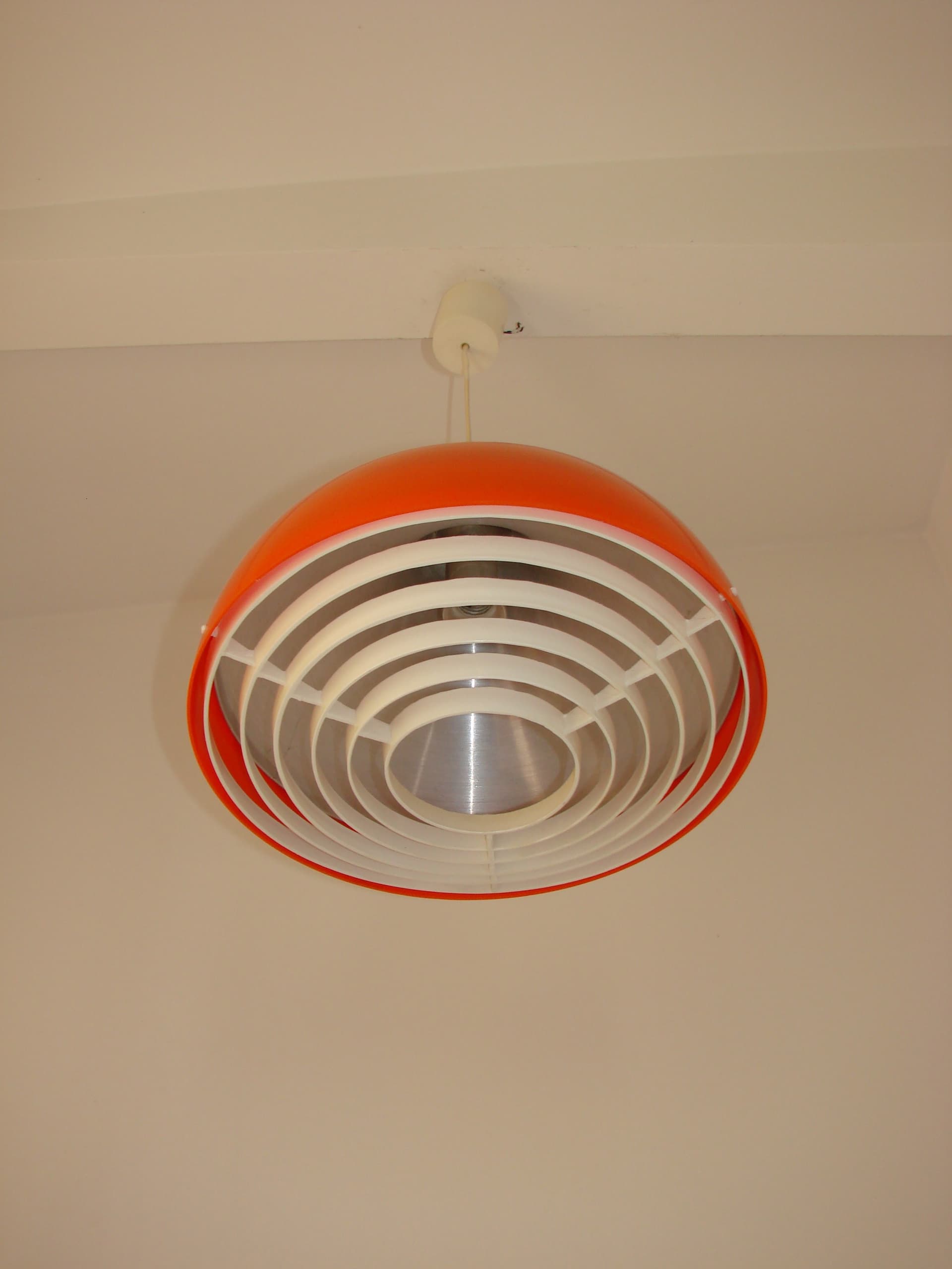 Pendant Lamp Space Age, orange aluminium, white plastic, Europe, 1970s - 396769