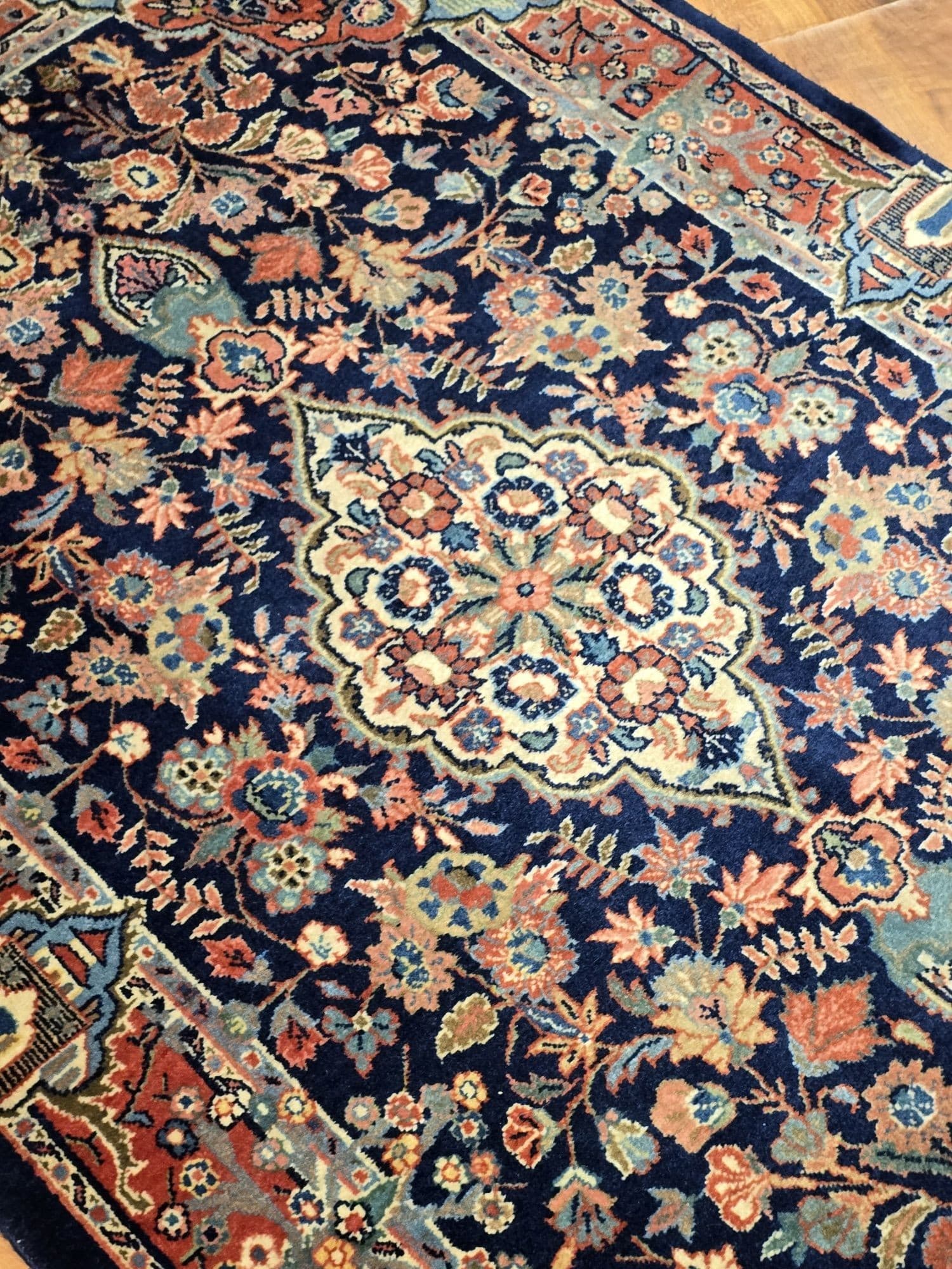 Dywan Keshan 103x155 cm, niebieski, wełna, Iran, lata 70. - 396835