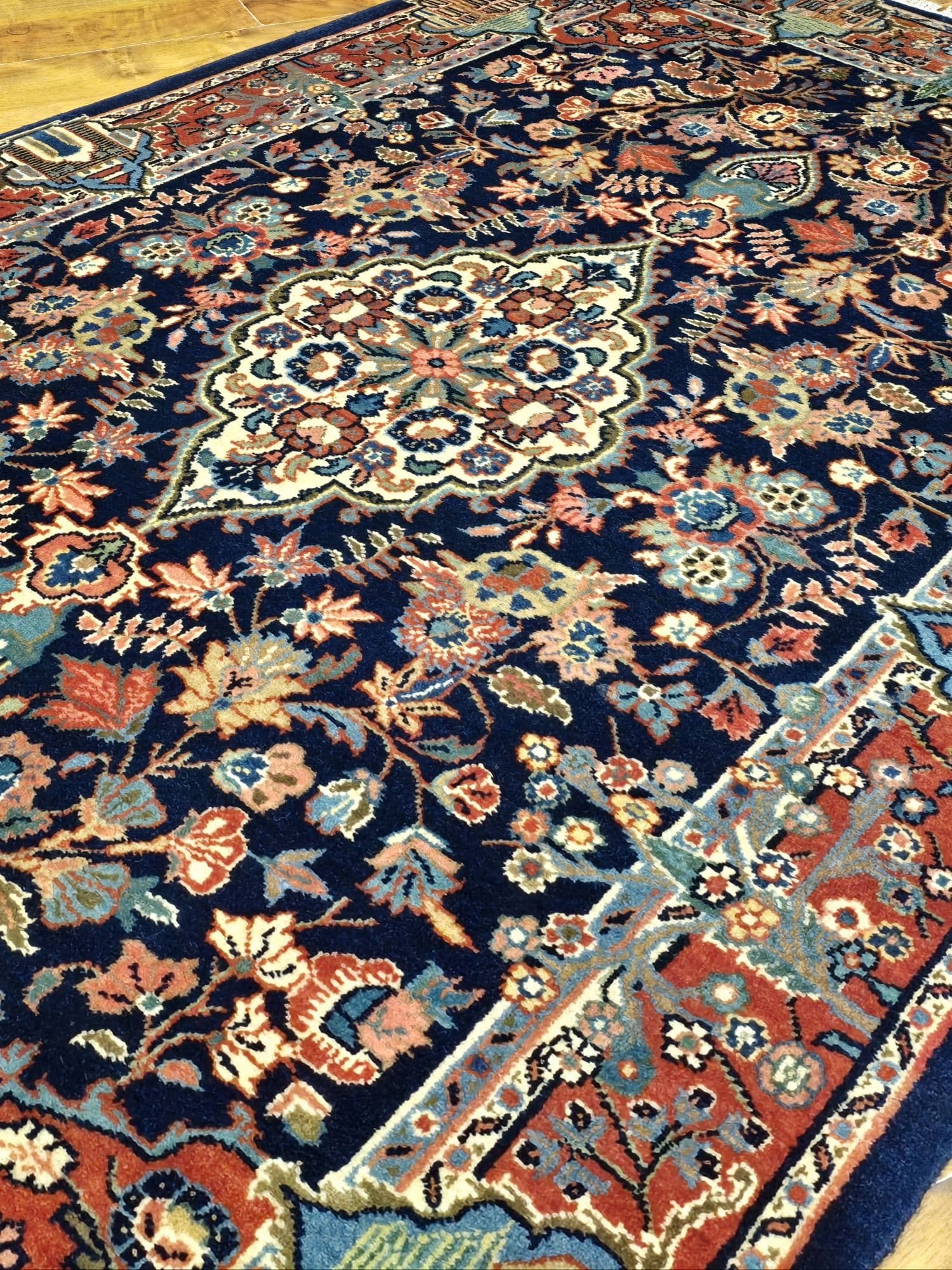 Dywan Keshan 103x155 cm, niebieski, wełna, Iran, lata 70. - 396832