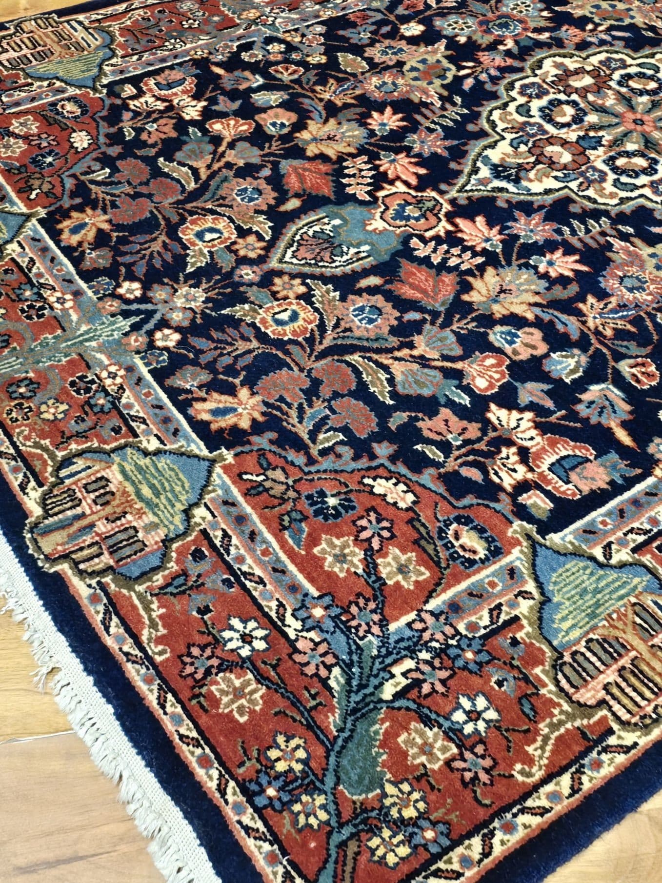 Dywan Keshan 103x155 cm, niebieski, wełna, Iran, lata 70. - 396833