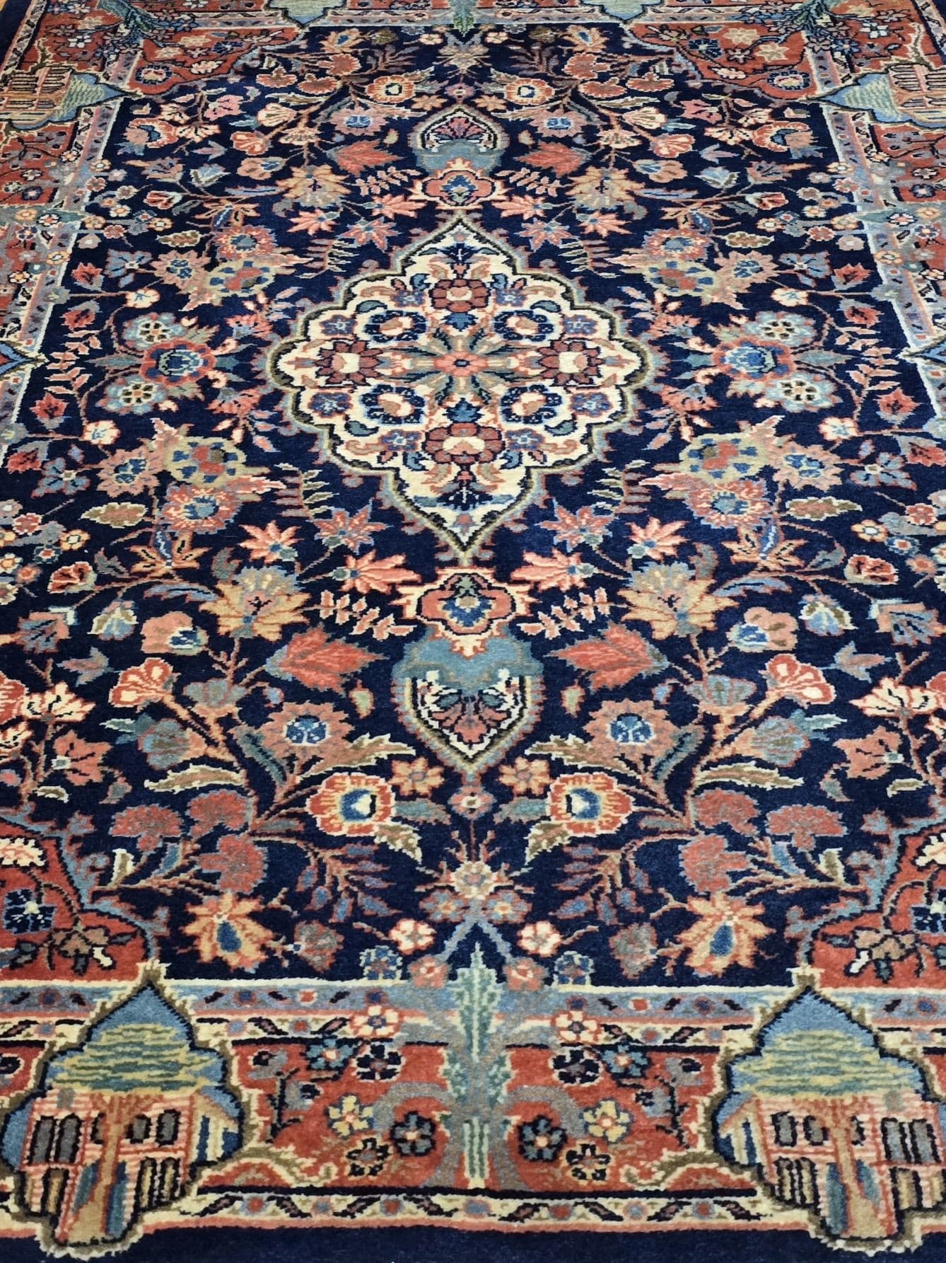 Dywan Keshan 103x155 cm, niebieski, wełna, Iran, lata 70. - 396831