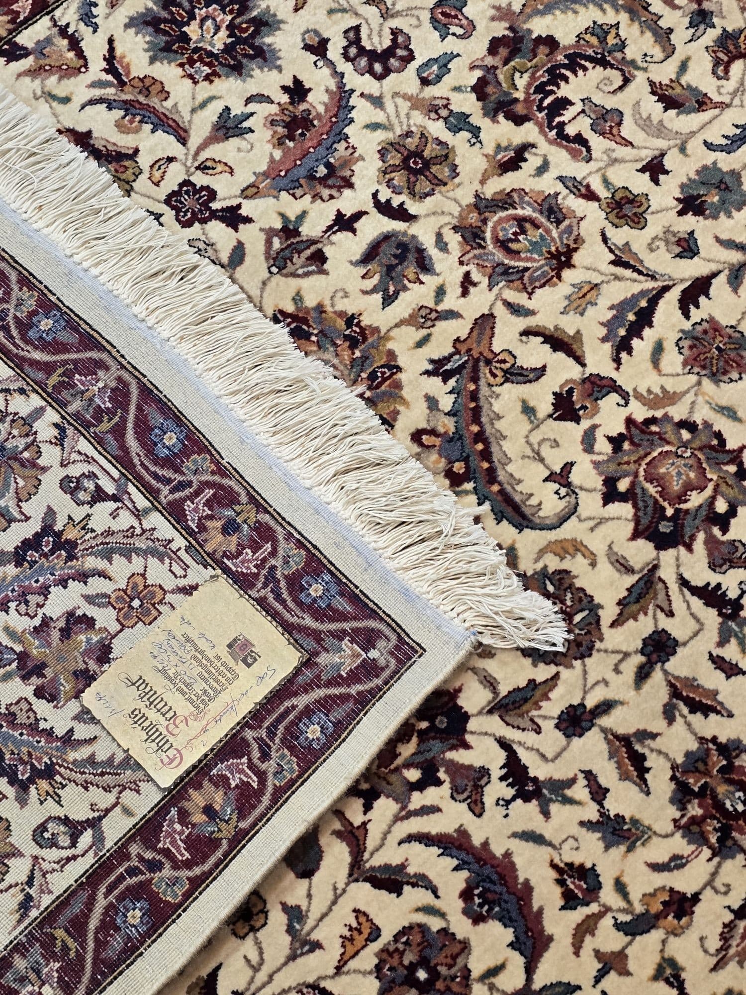 Dywan Isfahan 200x300 cm, biały beżowy niebieski czerwony złoty brązowy, wełna, Iran, początek XX w. - 396853