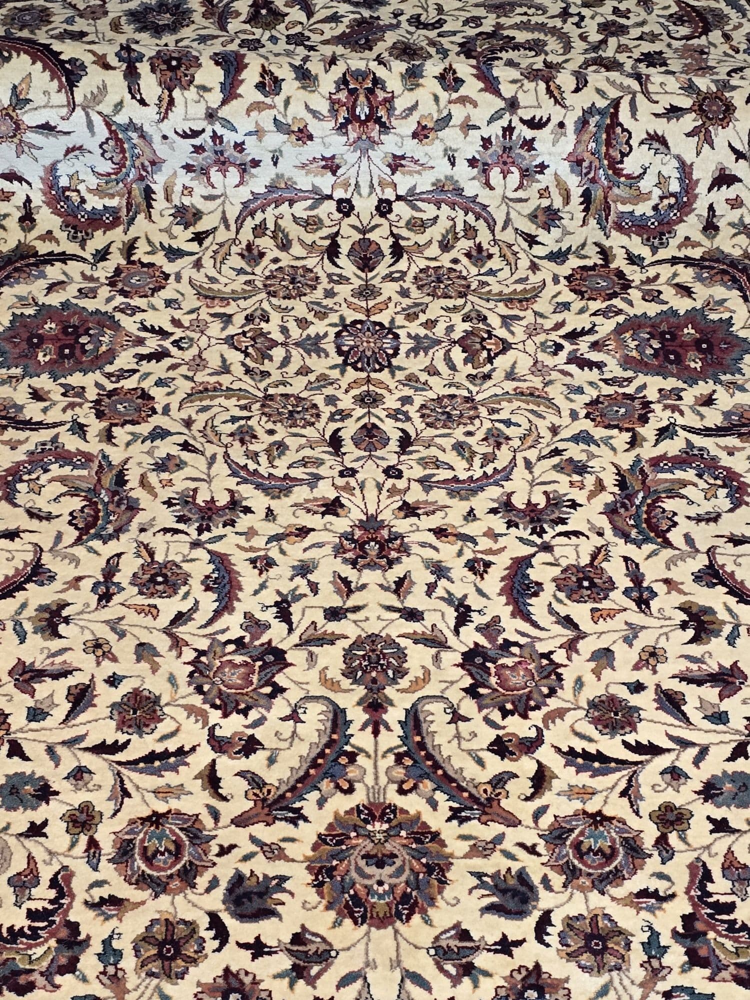 Dywan Isfahan 200x300 cm, biały beżowy niebieski czerwony złoty brązowy, wełna, Iran, początek XX w. - 396849