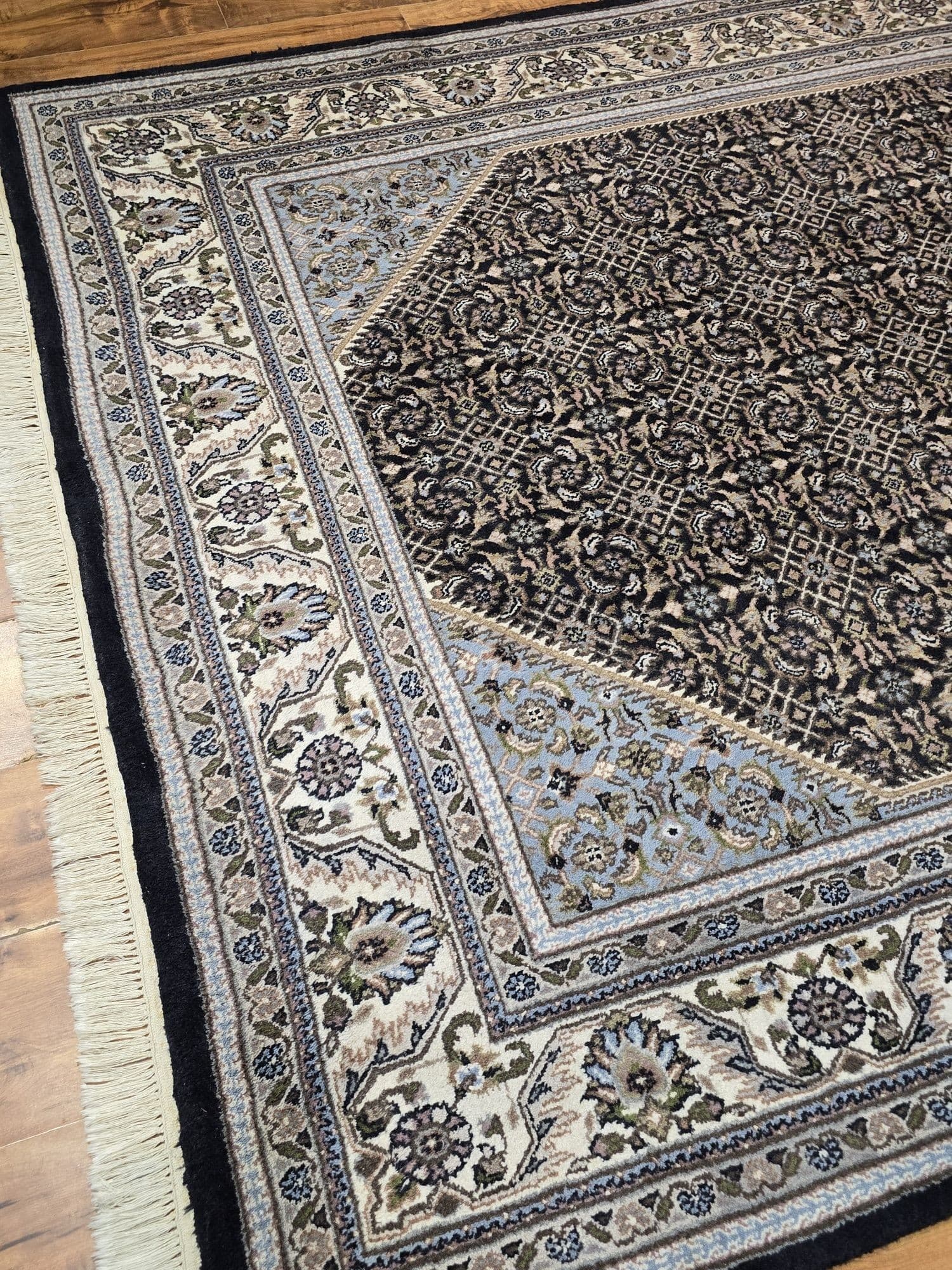 Rug Indo Herati, 200x305 cm, blue black, wool, India - 396880