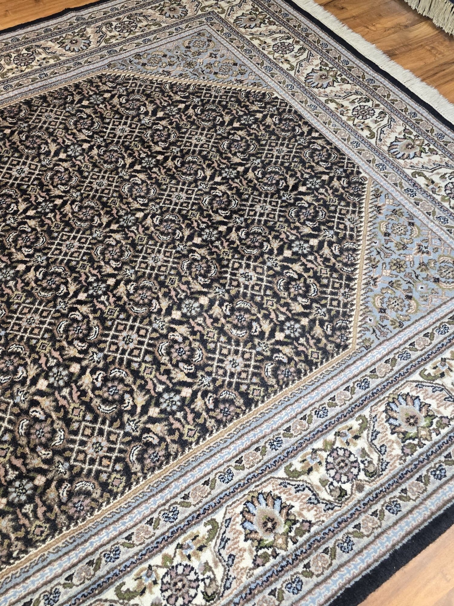 Rug Indo Herati, 200x305 cm, blue black, wool, India - 396877