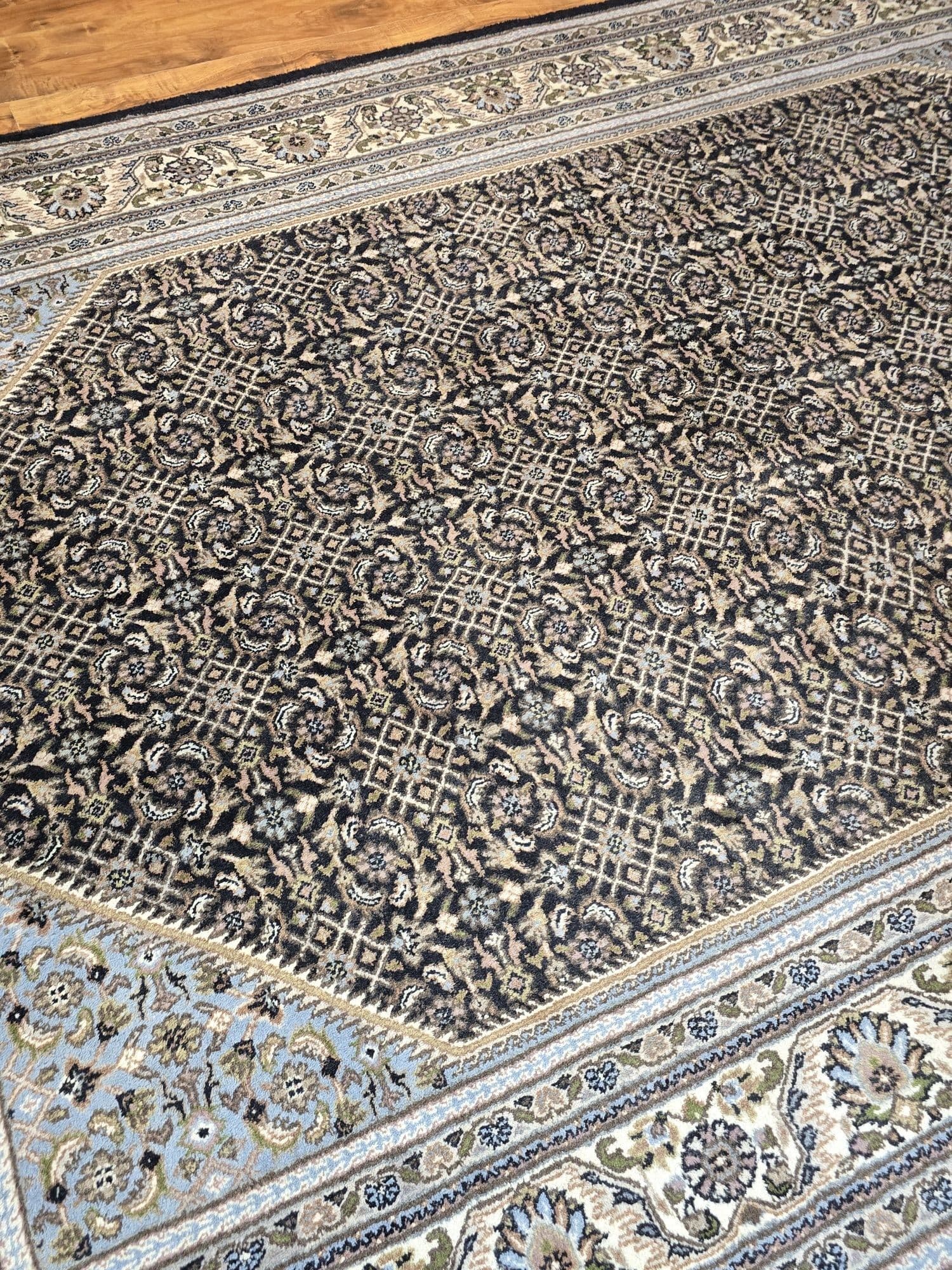 Rug Indo Herati, 200x305 cm, blue black, wool, India - 396881