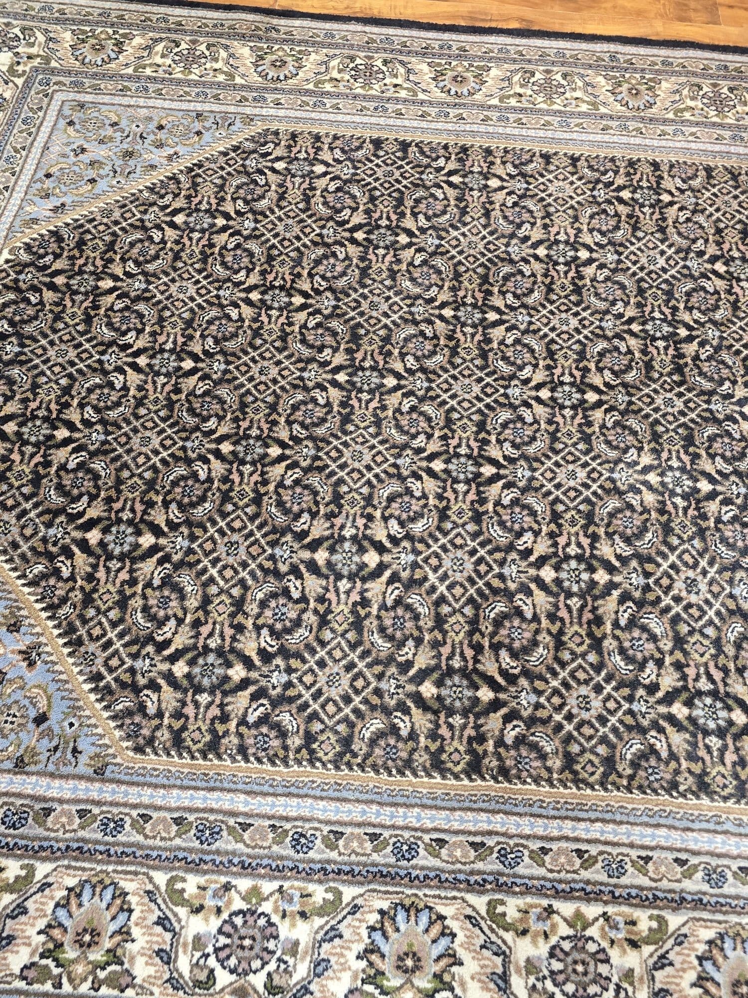 Rug Indo Herati, 200x305 cm, blue black, wool, India - 396875
