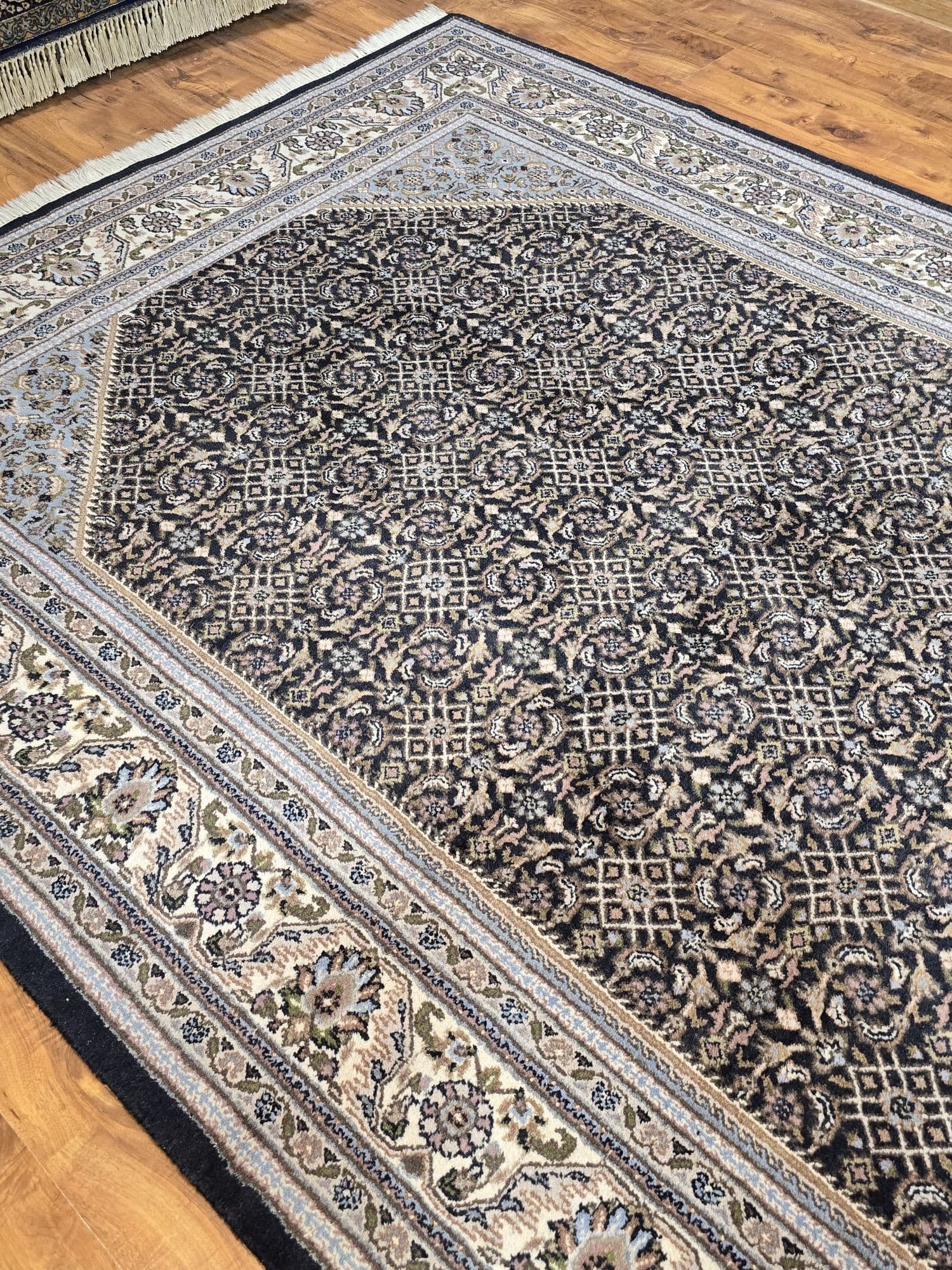 Rug Indo Herati, 200x305 cm, blue black, wool, India - 396879