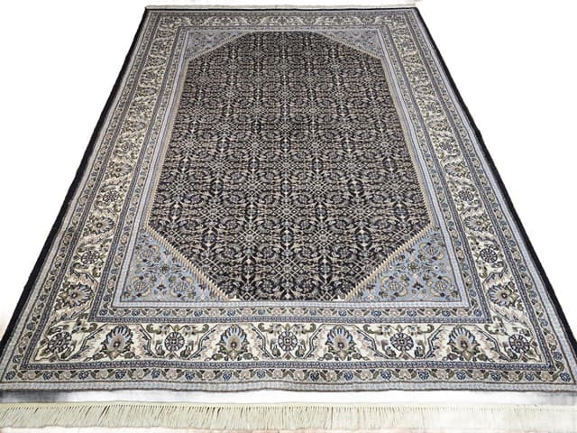 Rug Indo Herati, 200x305 cm, blue black, wool, India - DIMENSION
