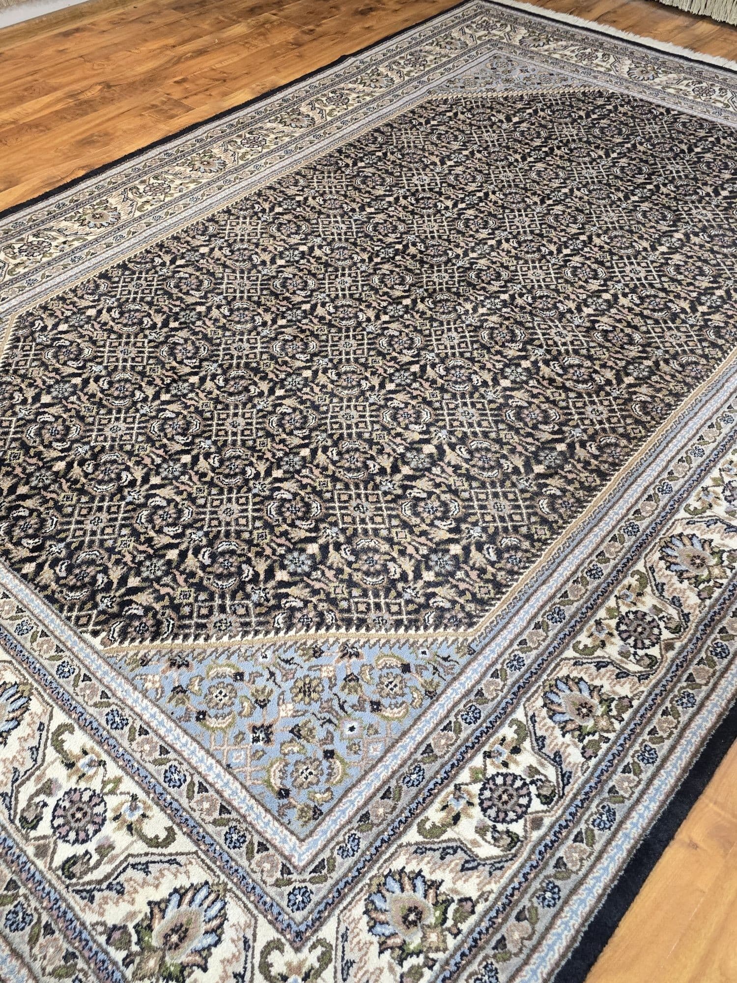 Rug Indo Herati, 200x305 cm, blue black, wool, India - 396876
