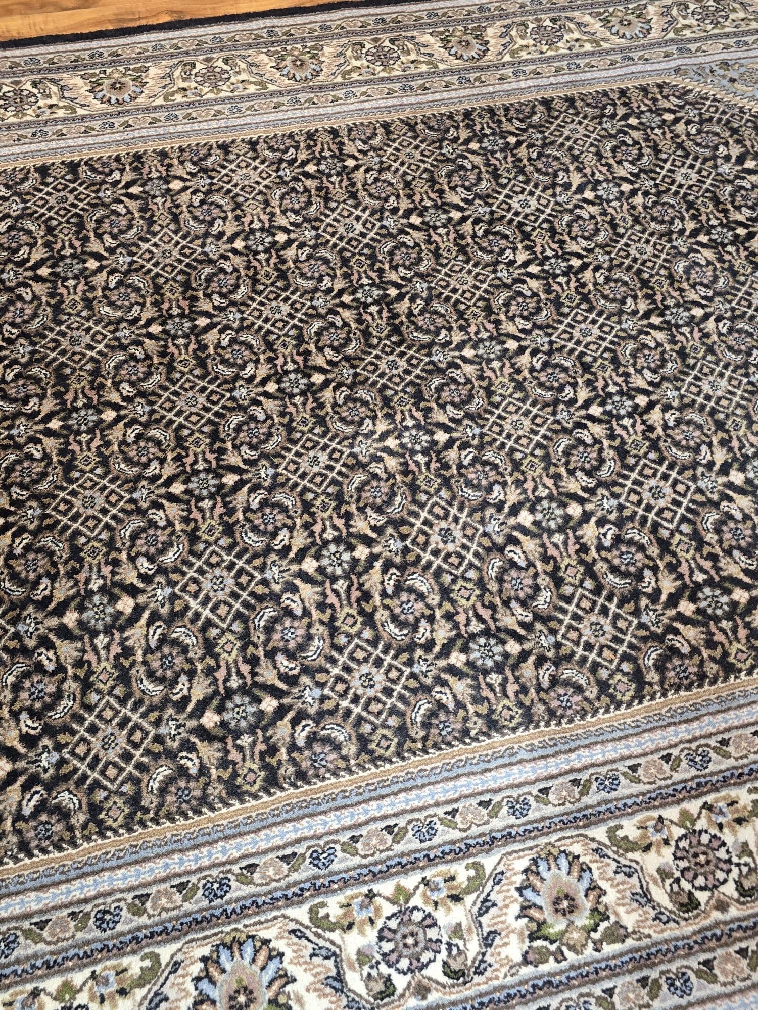 Rug Indo Herati, 200x305 cm, blue black, wool, India - 396878