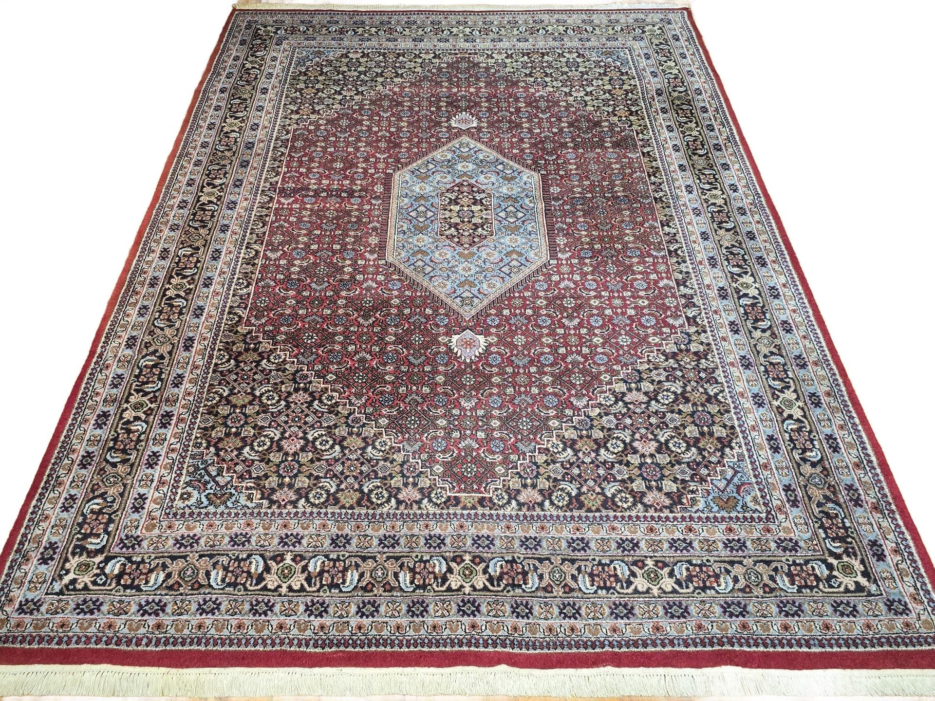 Rug Indo Bidjar 205x300 cm, red blue beige brown, wool, India