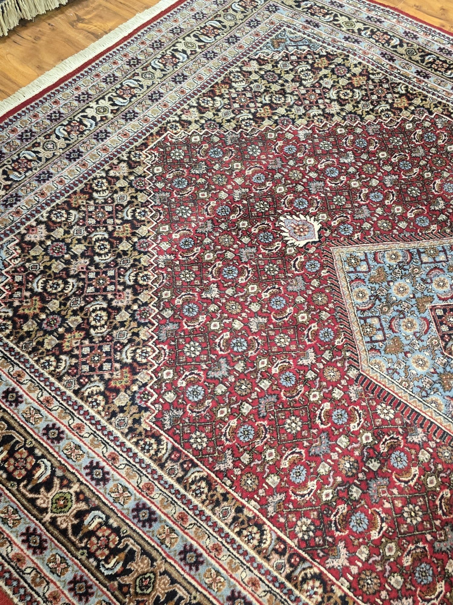 Rug Indo Bidjar 205x300 cm, red blue beige brown, wool, India - 396887