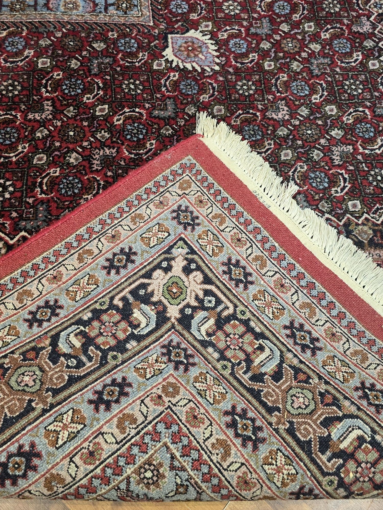 Rug Indo Bidjar 205x300 cm, red blue beige brown, wool, India - 396889