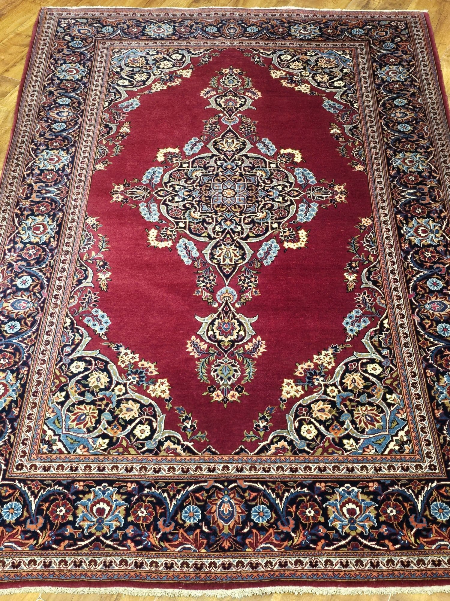 Dywan Keshan Shah Abbasi 205x135 cm, czerwony, wełna, Iran, XIX w. - 396907