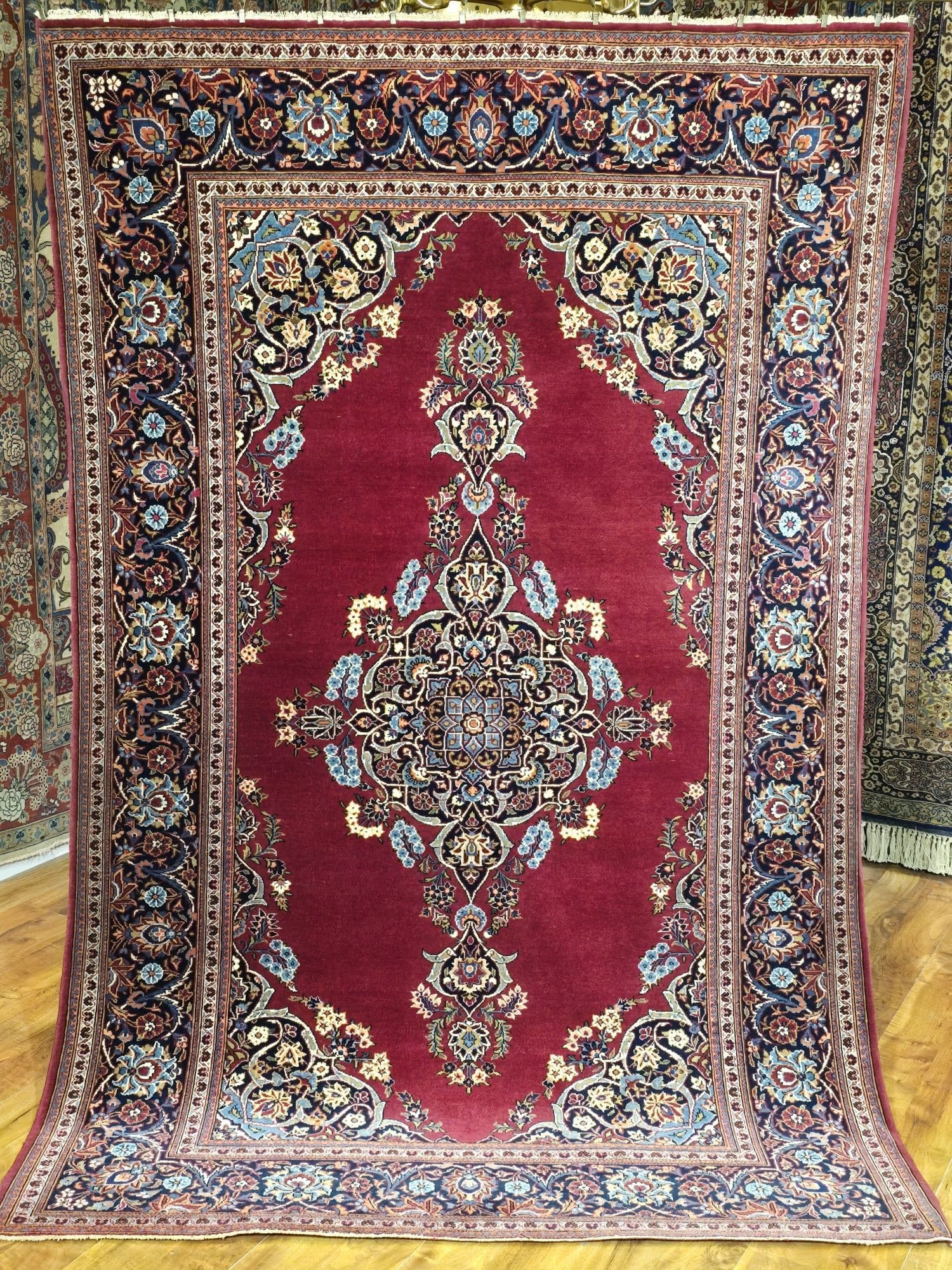 Dywan Keshan Shah Abbasi 205x135 cm, czerwony, wełna, Iran, XIX w. - 396909