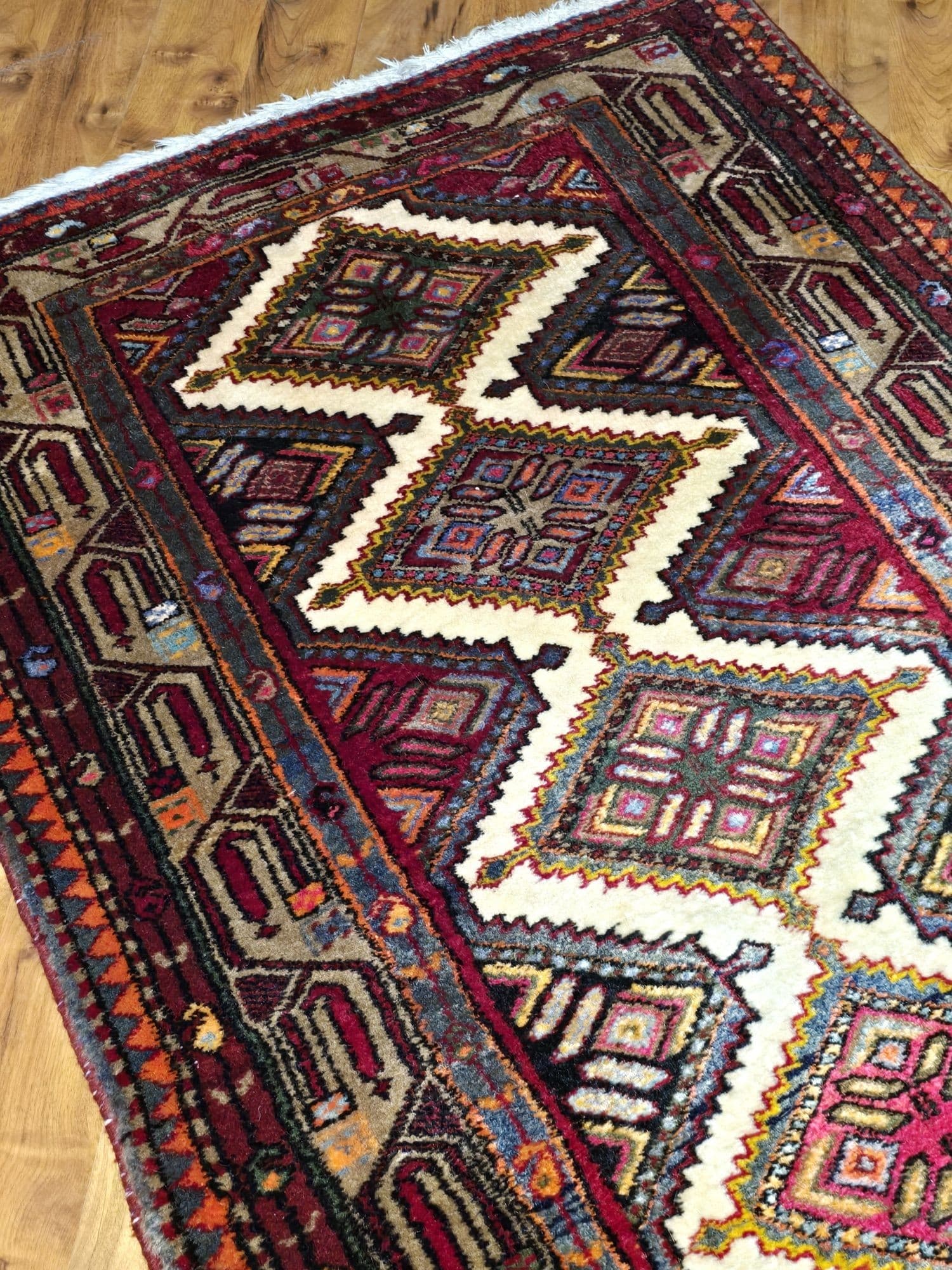 Chodnik Hamadan 90x300 cm, czerwony, wełna, Iran, początek XX w. - 396914