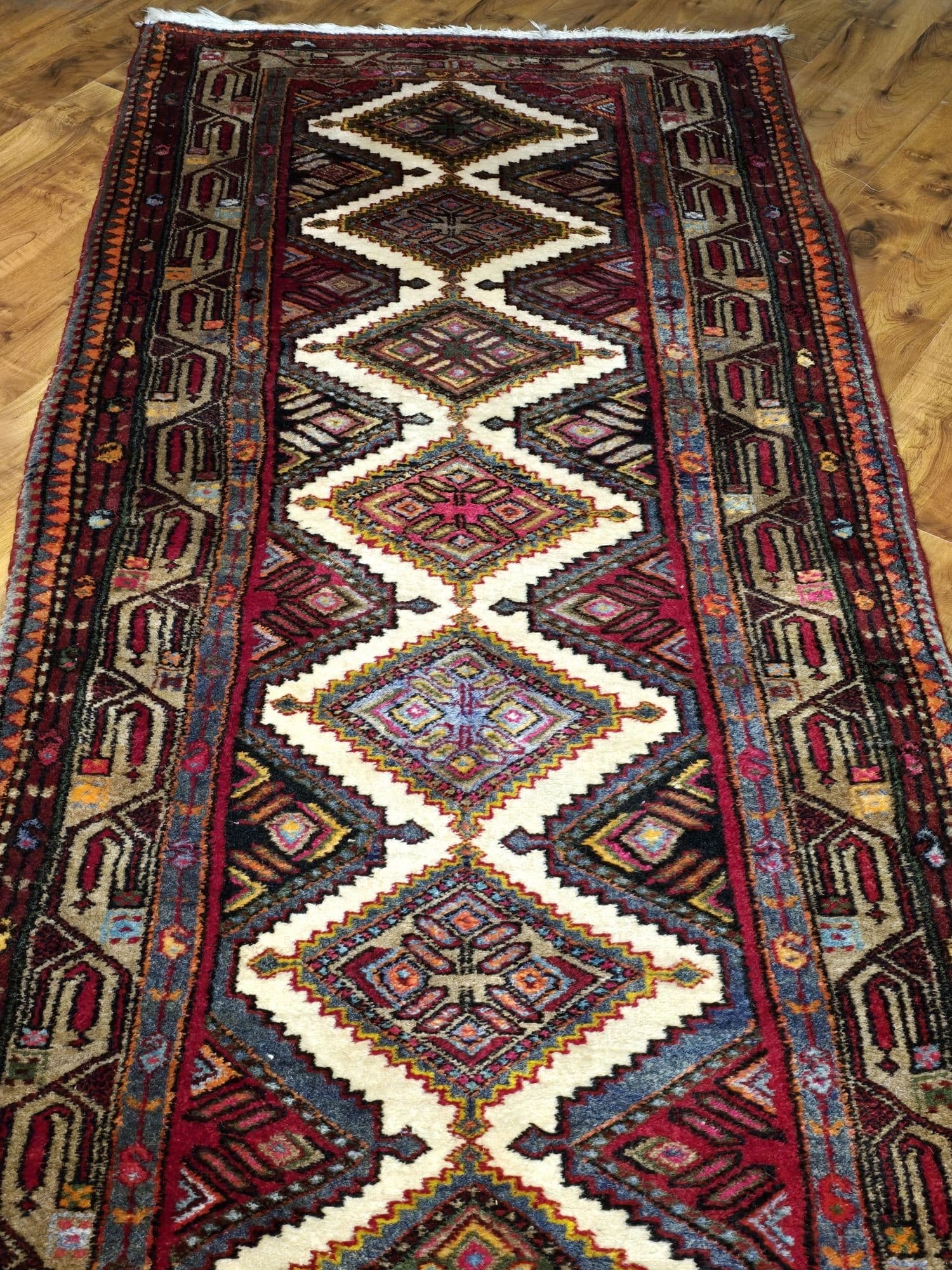 Chodnik Hamadan 90x300 cm, czerwony, wełna, Iran, początek XX w. - 396912