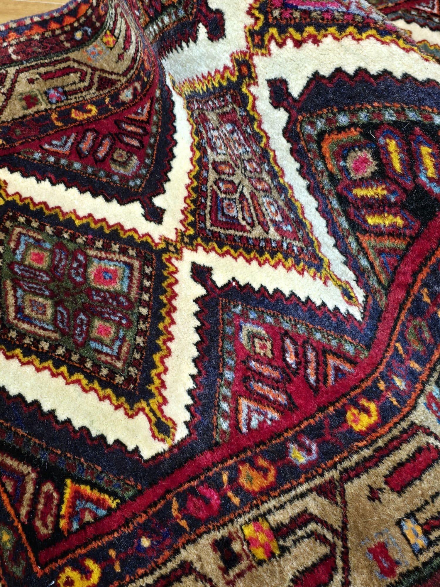 Chodnik Hamadan 90x300 cm, czerwony, wełna, Iran, początek XX w. - 396917