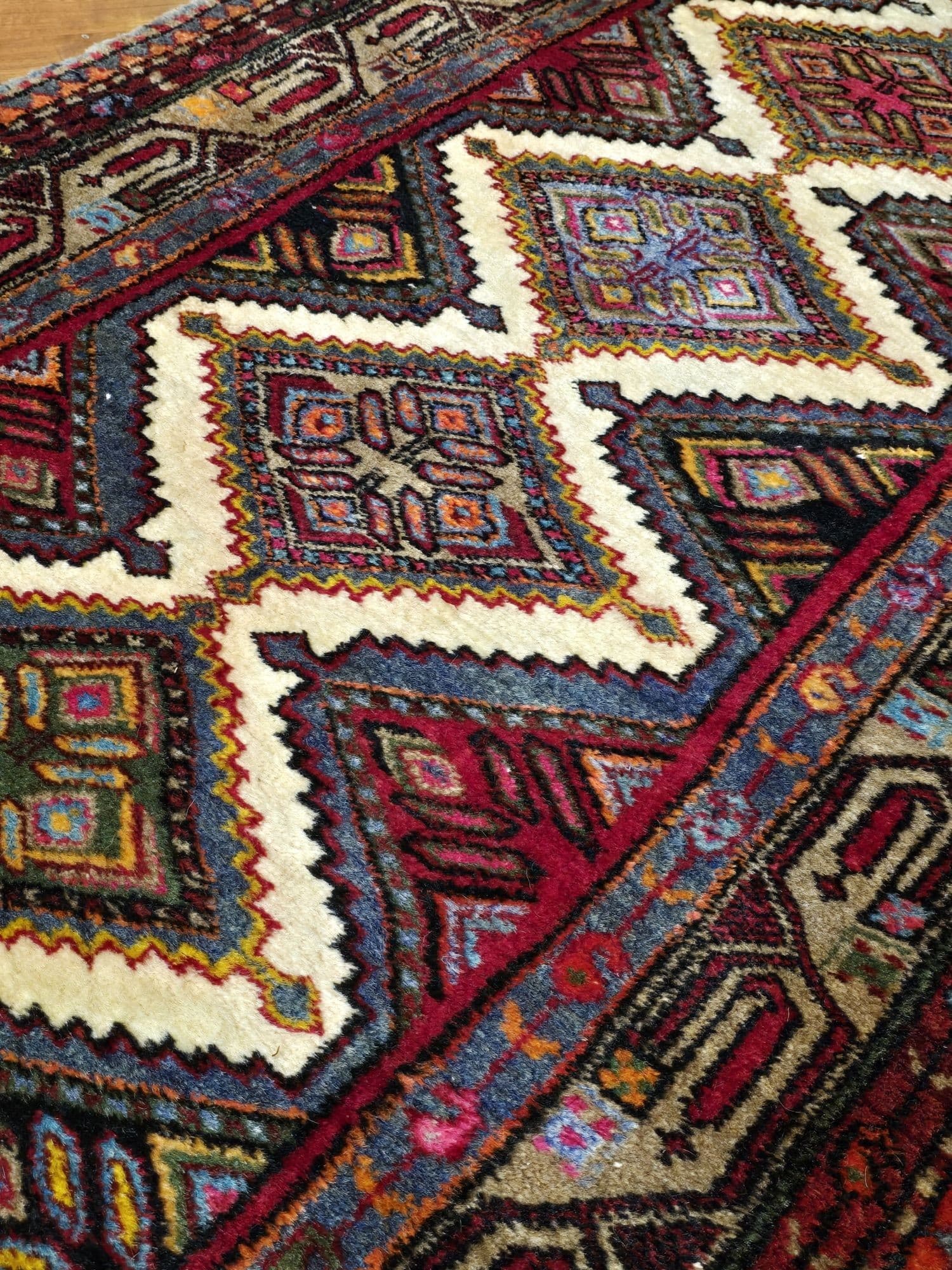 Chodnik Hamadan 90x300 cm, czerwony, wełna, Iran, początek XX w. - 396916