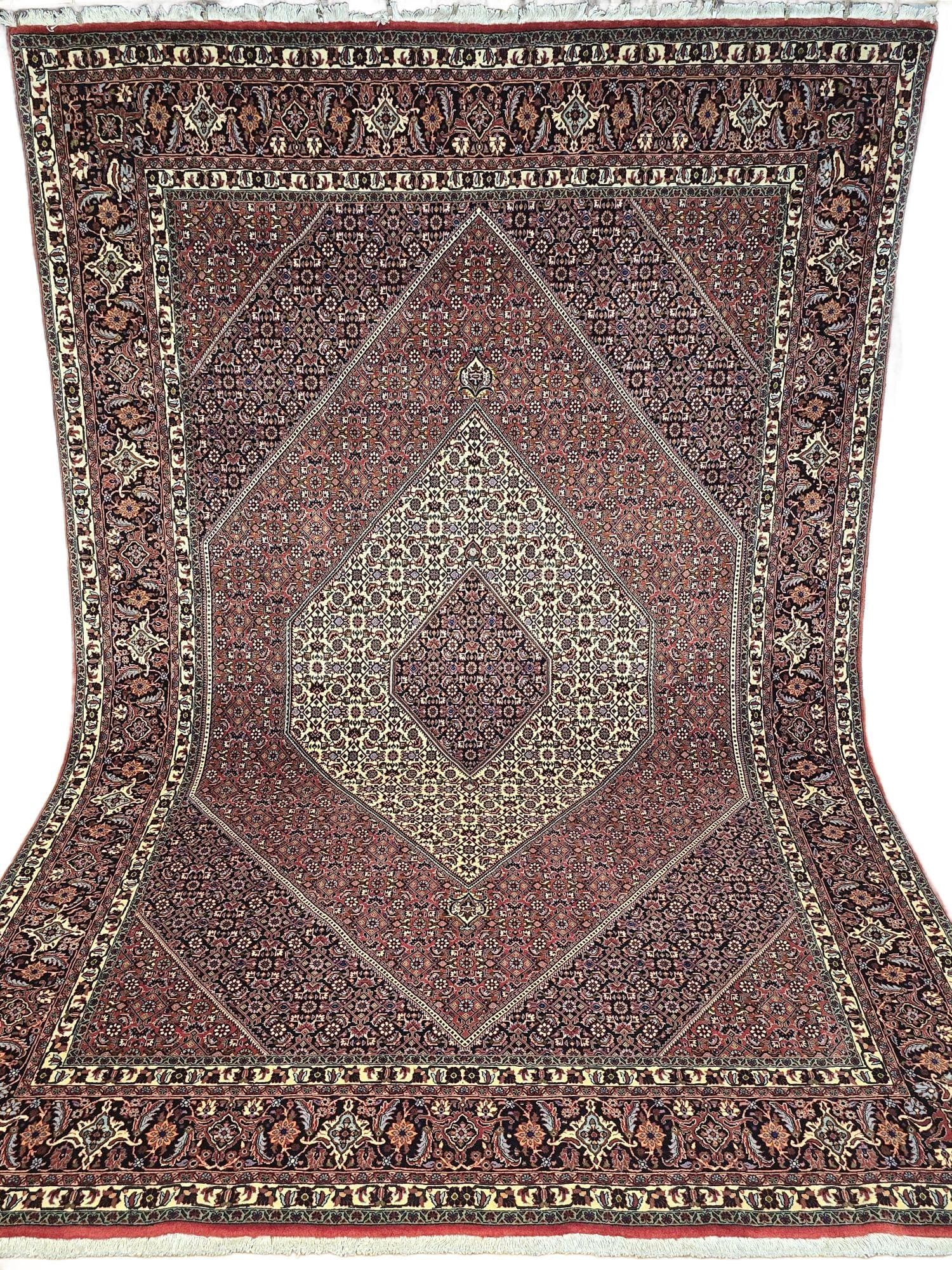 Dywan Bidjar 200x300 cm, czerwony kremowy niebieski, wełna, Iran