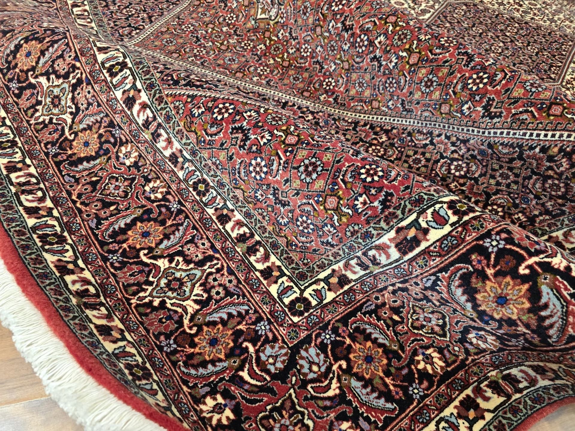 Dywan Bidjar 200x300 cm, czerwony kremowy niebieski, wełna, Iran - 396923