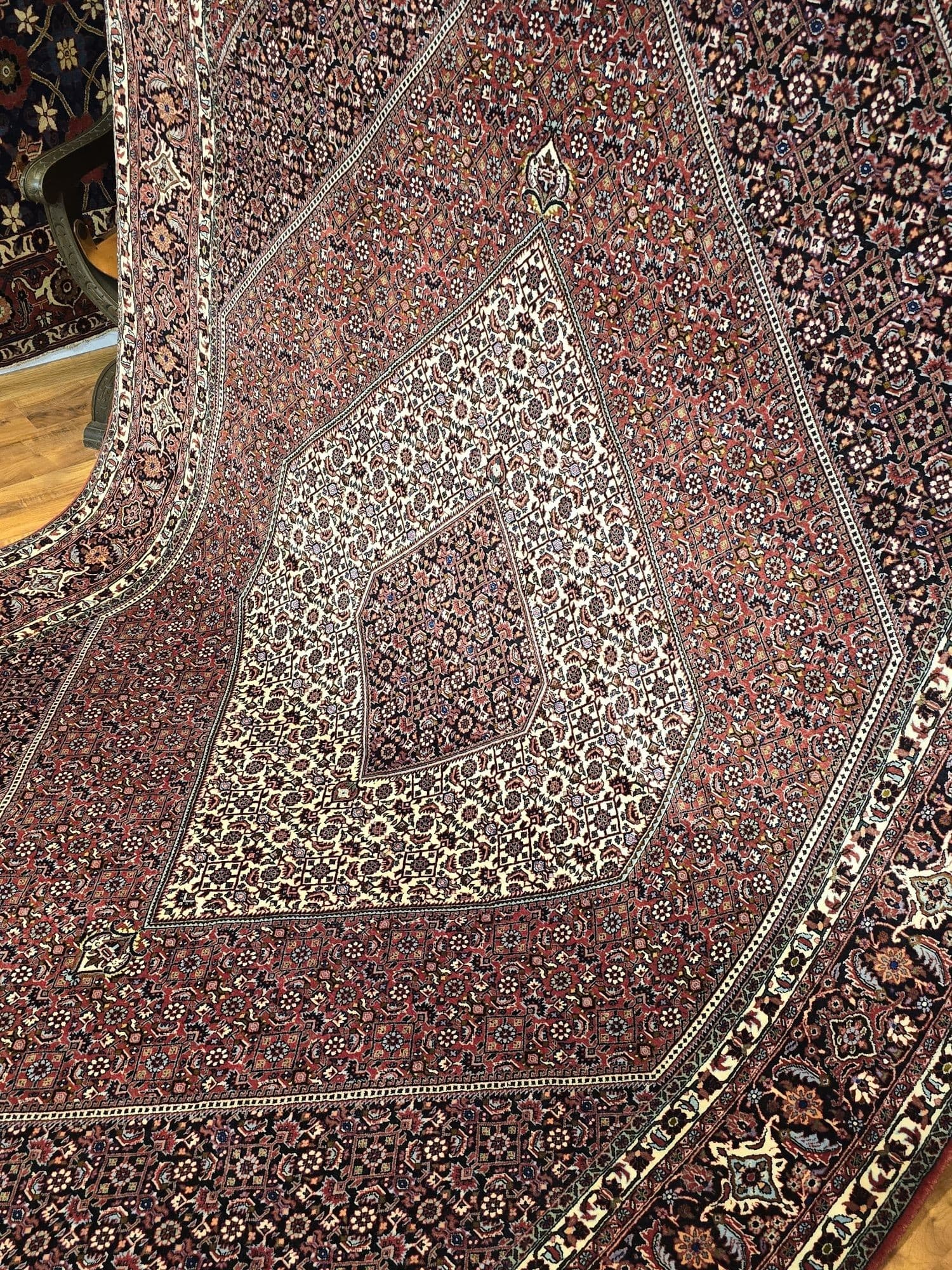 Dywan Bidjar 200x300 cm, czerwony kremowy niebieski, wełna, Iran - 396920