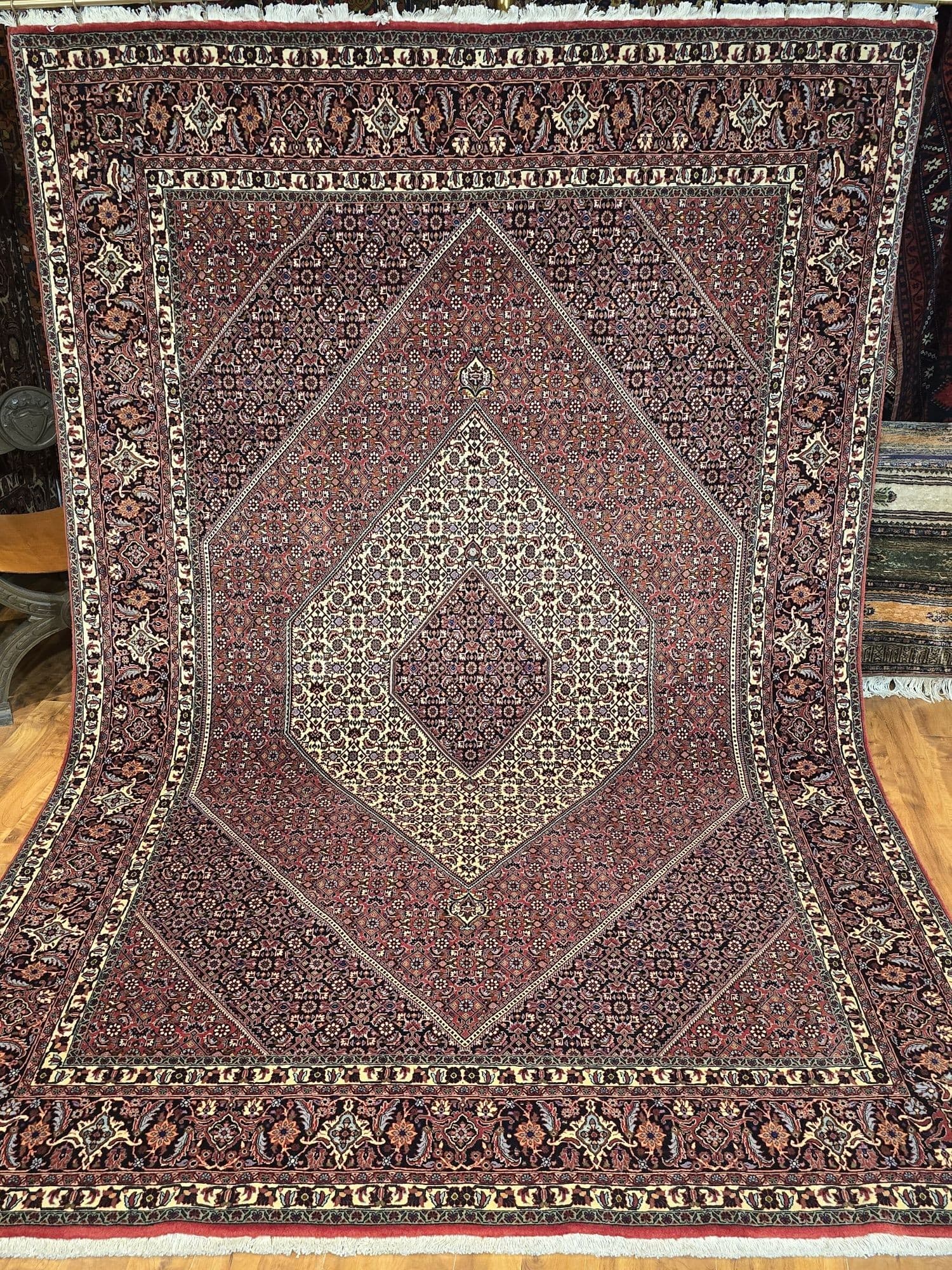 Dywan Bidjar 200x300 cm, czerwony kremowy niebieski, wełna, Iran - 396927