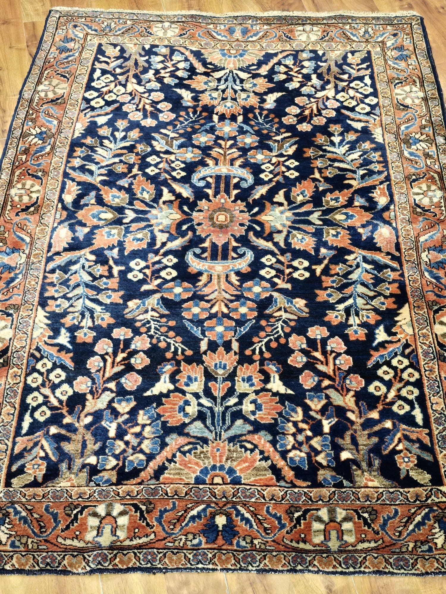 Dywan Farahan Sarough 155x105 cm, niebieski, wełna, Iran, XIX w. - 396930