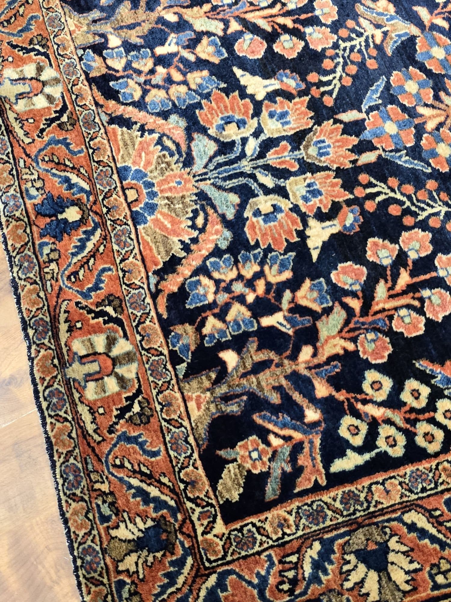 Dywan Farahan Sarough 155x105 cm, niebieski, wełna, Iran, XIX w. - 396934