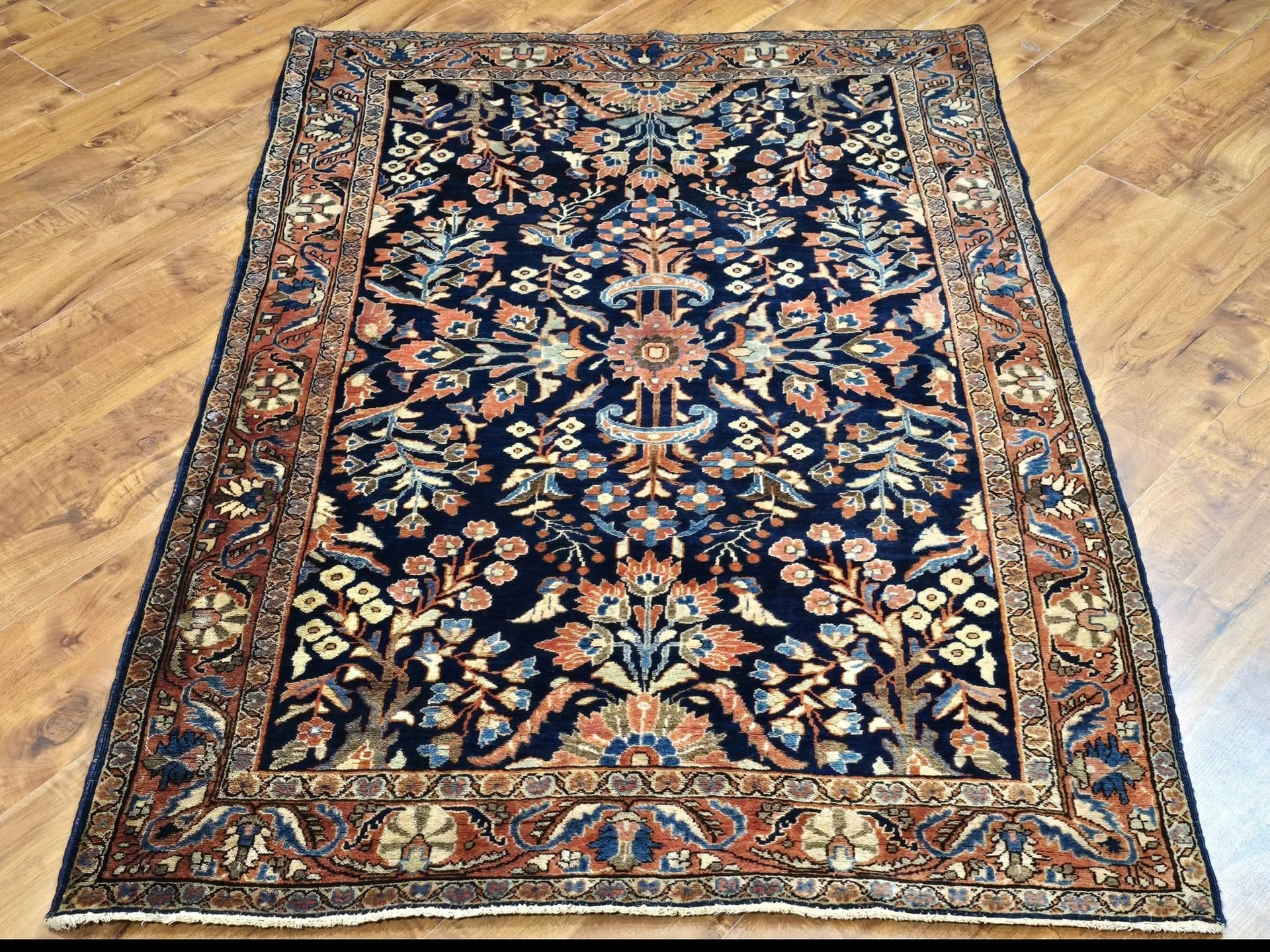 Dywan Farahan Sarough 155x105 cm, niebieski, wełna, Iran, XIX w. - 396936