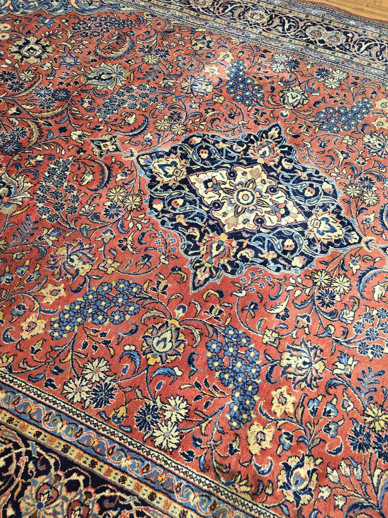 Dywan Sarough Mahal, 240x350 cm, czerwony niebieski, wełna, Iran, początek XX w. - 396957