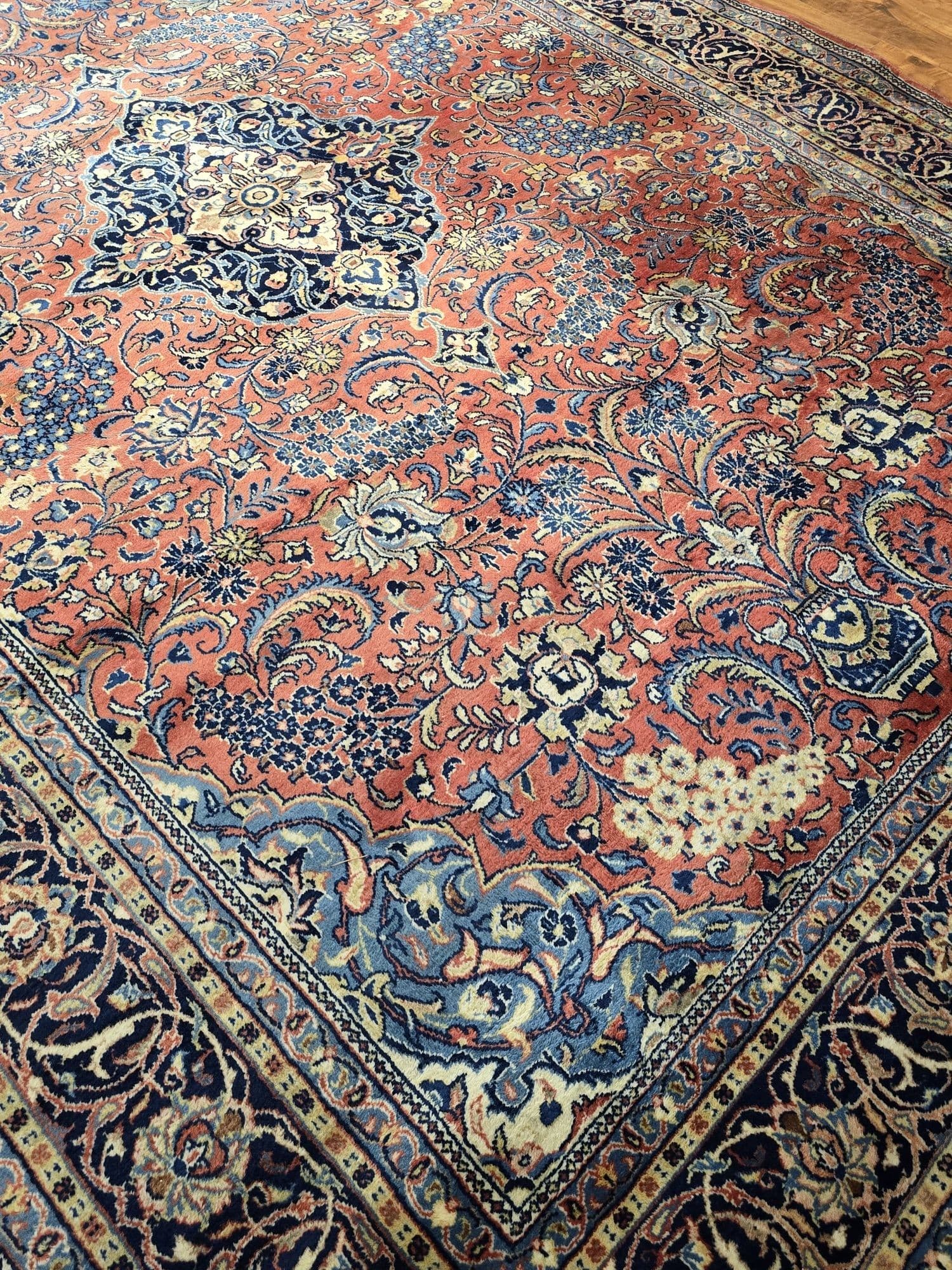 Dywan Sarough Mahal, 240x350 cm, czerwony niebieski, wełna, Iran, początek XX w. - 396958