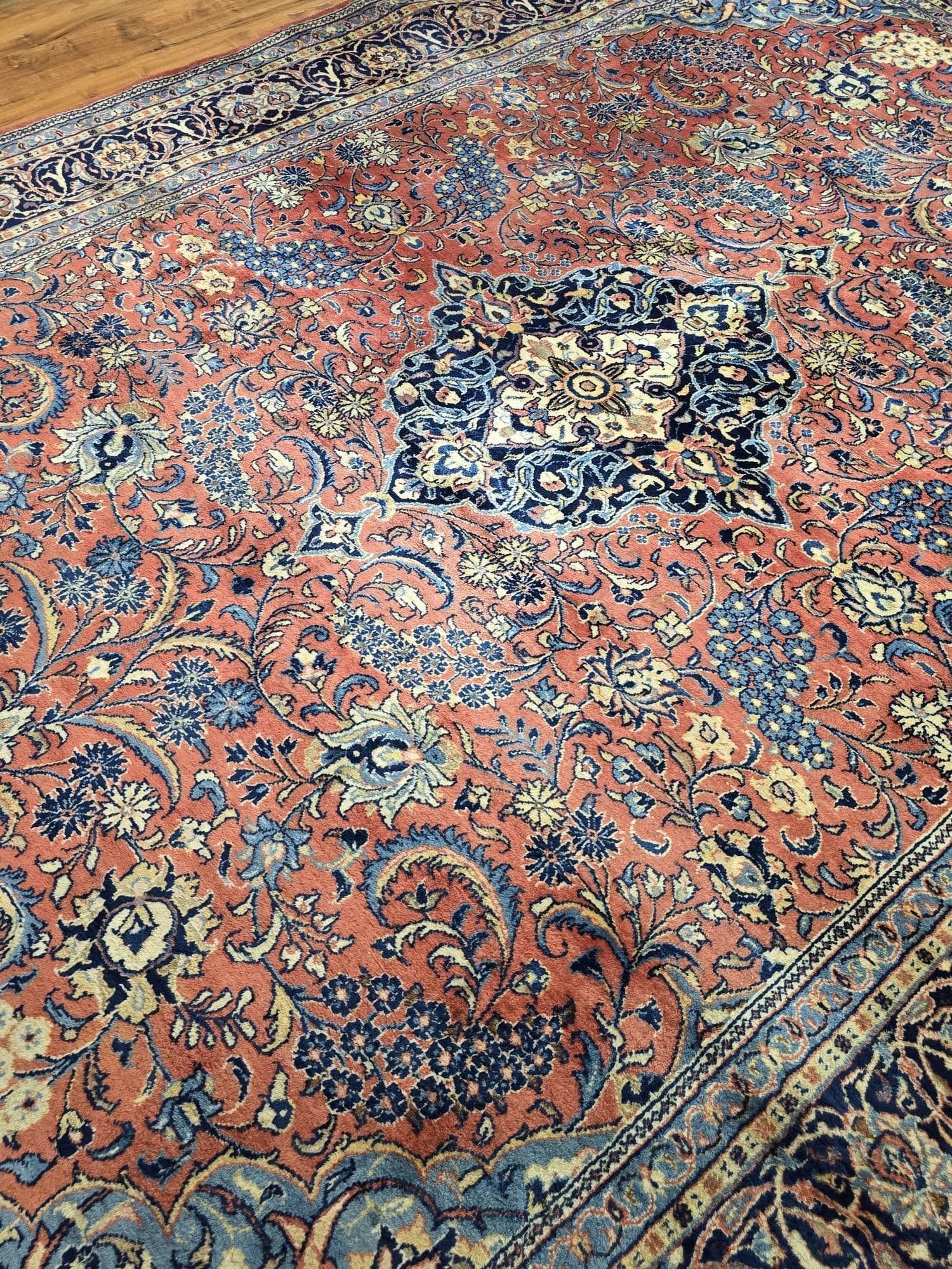 Dywan Sarough Mahal, 240x350 cm, czerwony niebieski, wełna, Iran, początek XX w. - 396959