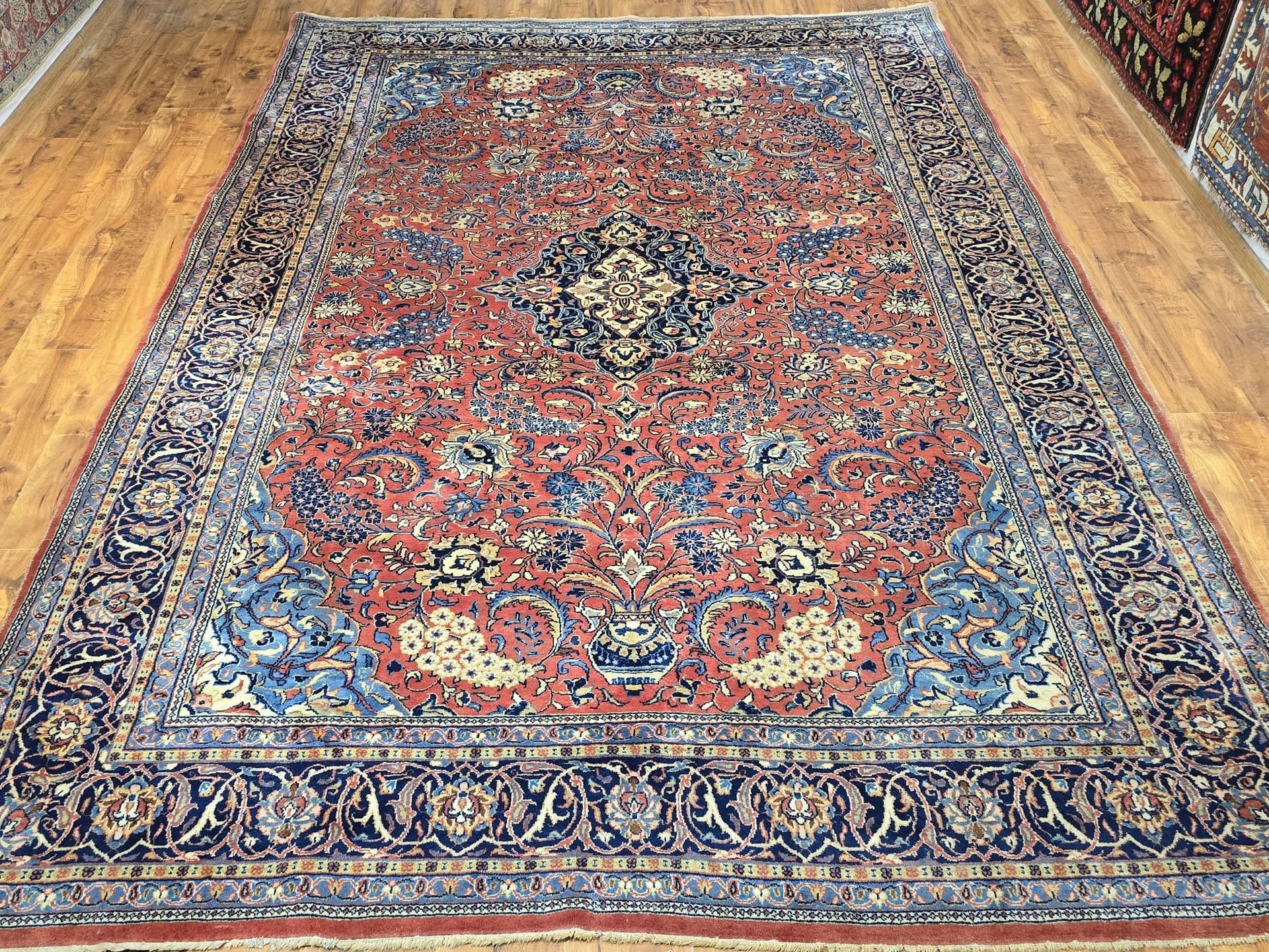 Dywan Sarough Mahal, 240x350 cm, czerwony niebieski, wełna, Iran, początek XX w. - 396963