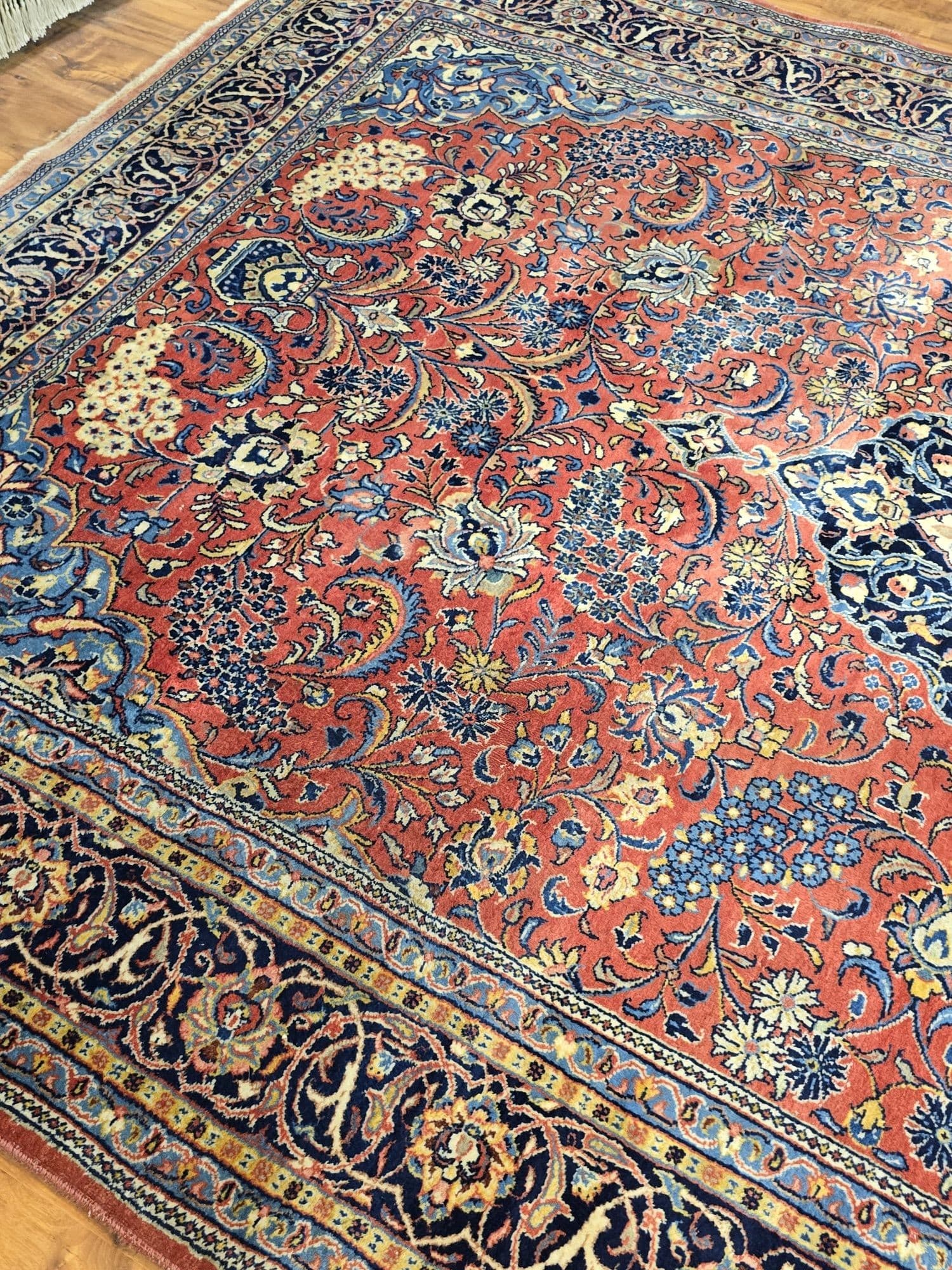 Dywan Sarough Mahal, 240x350 cm, czerwony niebieski, wełna, Iran, początek XX w. - 396956