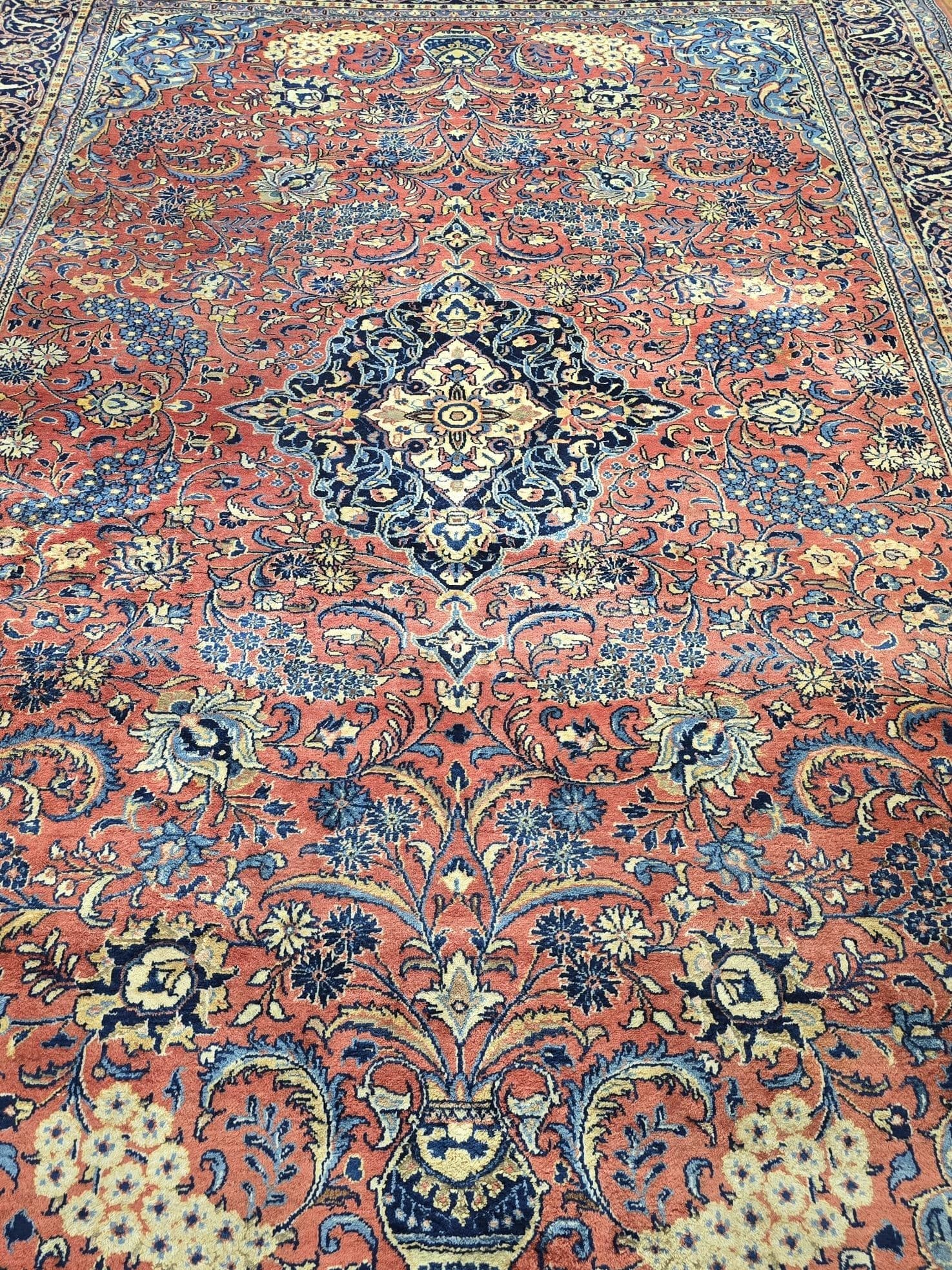 Dywan Sarough Mahal, 240x350 cm, czerwony niebieski, wełna, Iran, początek XX w. - 396962