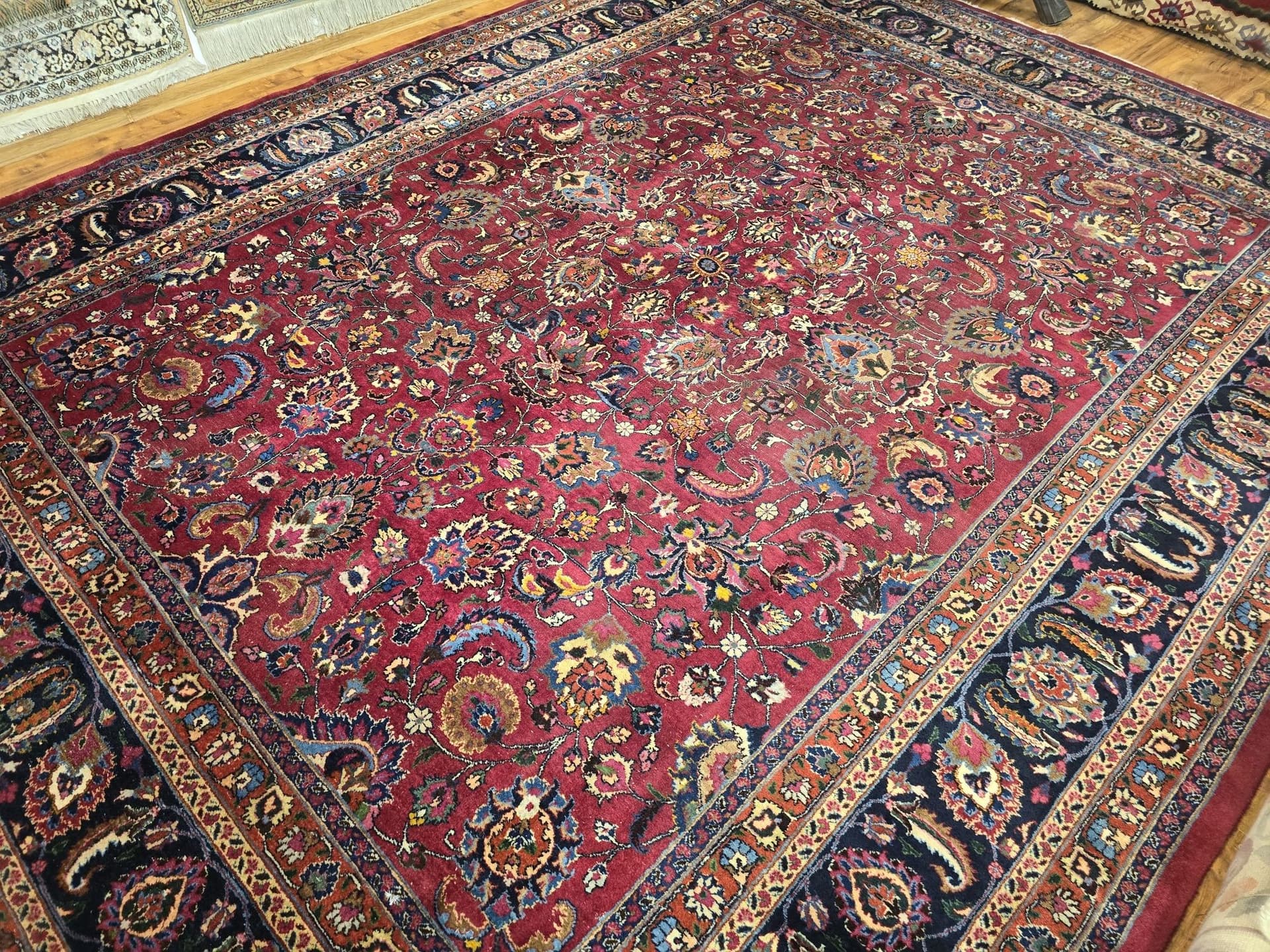 Dywan Meshed, 300x390 cm, czerwony niebieski, wełna, Iran, lata 40. - 396983