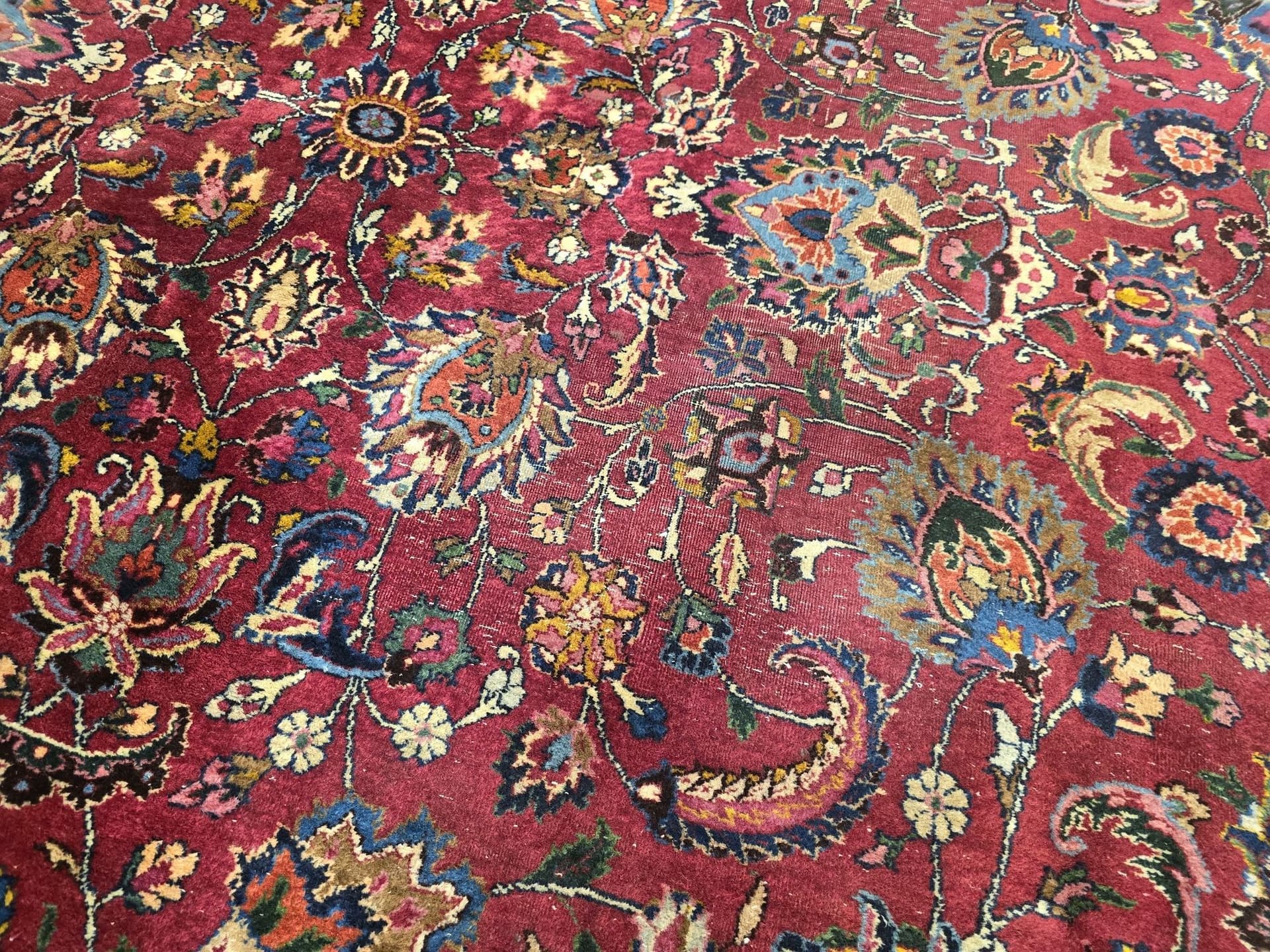 Dywan Meshed, 300x390 cm, czerwony niebieski, wełna, Iran, lata 40. - 396987