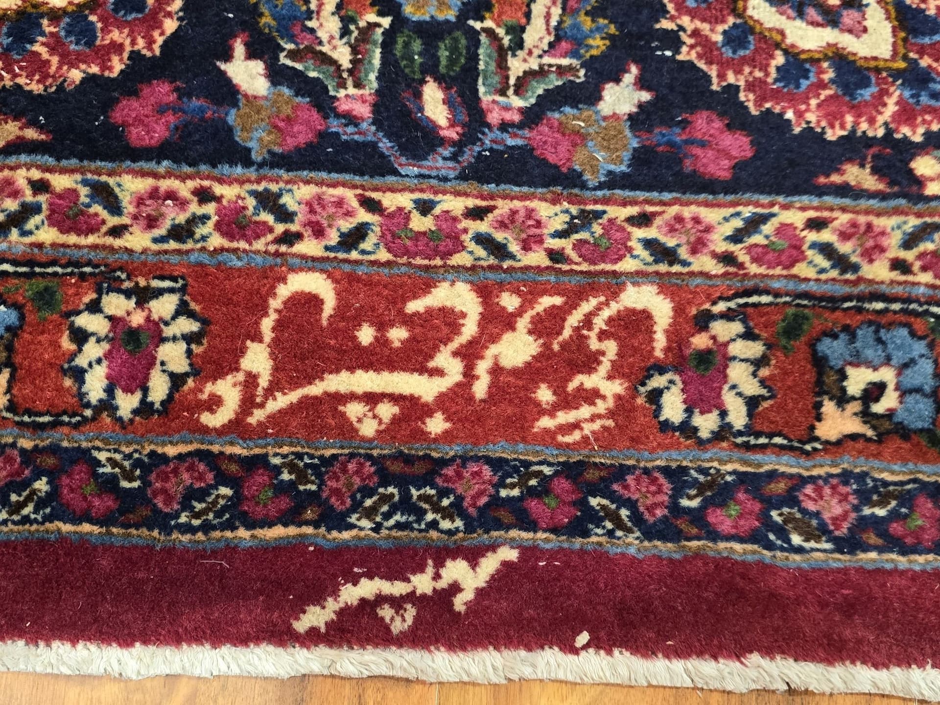 Dywan Meshed, 300x390 cm, czerwony niebieski, wełna, Iran, lata 40. - 396984