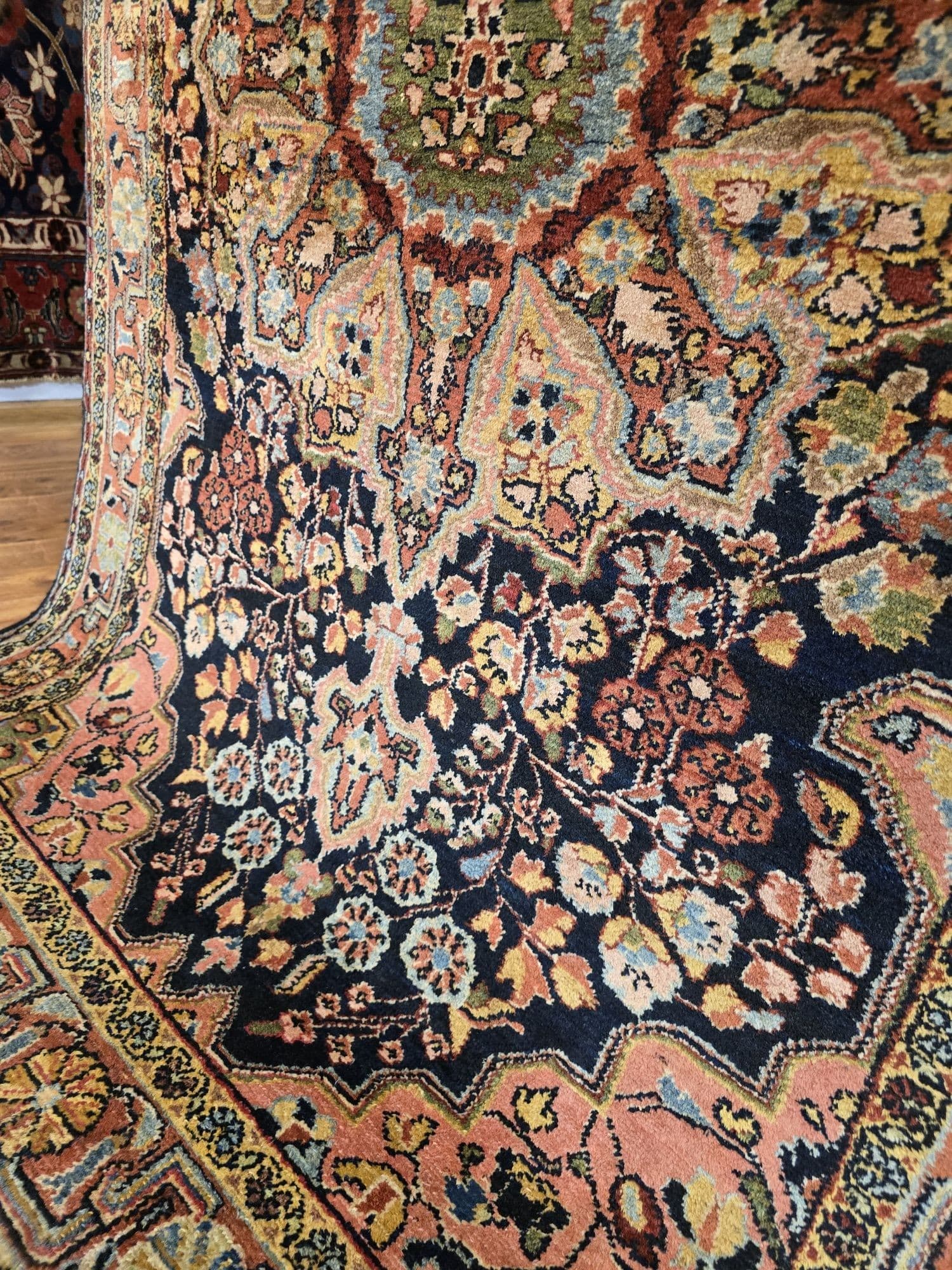 Dywan Malayer Savad-Shahr 130x205 cm, niebieski czerwony zielony biały złoty różowy, wełna, Iran, początek XX w. - 397048