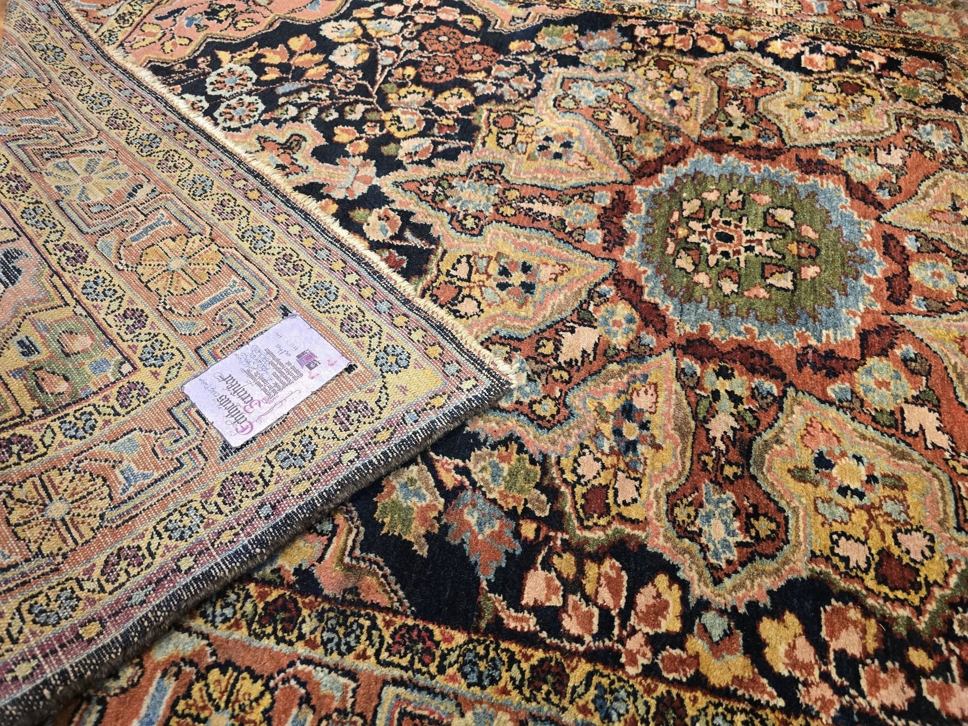 Dywan Malayer Savad-Shahr 130x205 cm, niebieski czerwony zielony biały złoty różowy, wełna, Iran, początek XX w. - 397051