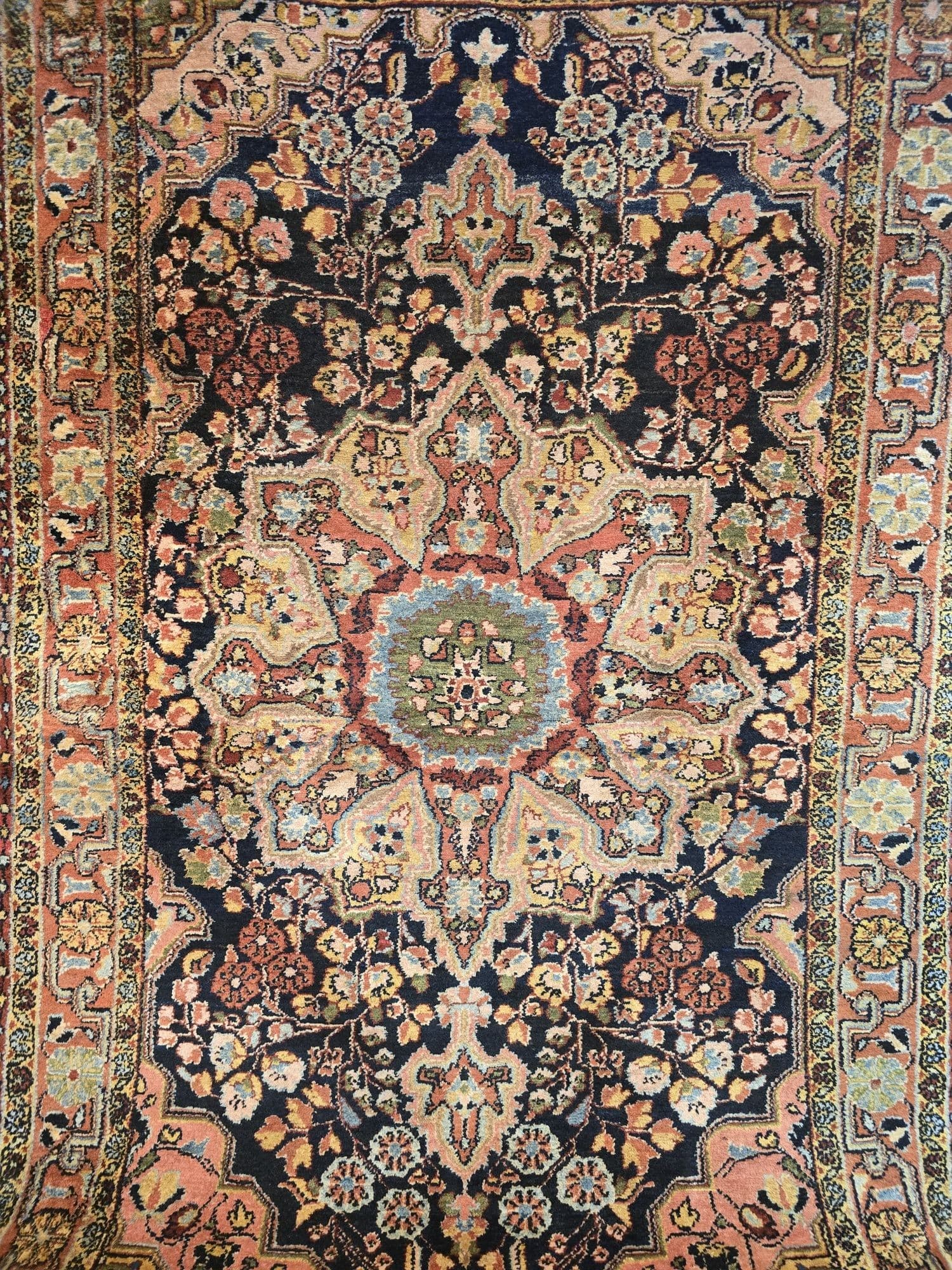 Dywan Malayer Savad-Shahr 130x205 cm, niebieski czerwony zielony biały złoty różowy, wełna, Iran, początek XX w. - 397049