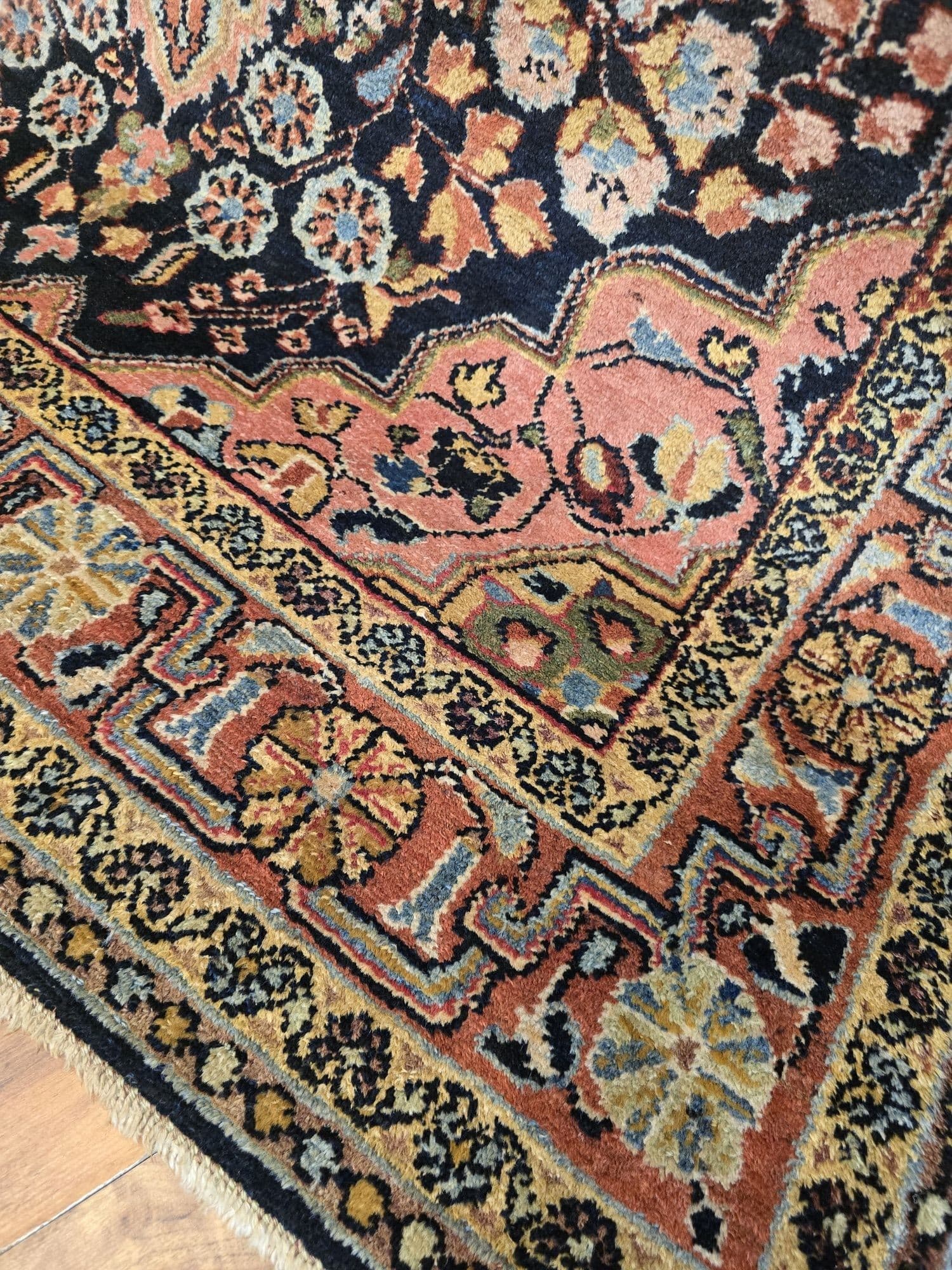 Dywan Malayer Savad-Shahr 130x205 cm, niebieski czerwony zielony biały złoty różowy, wełna, Iran, początek XX w. - 397052
