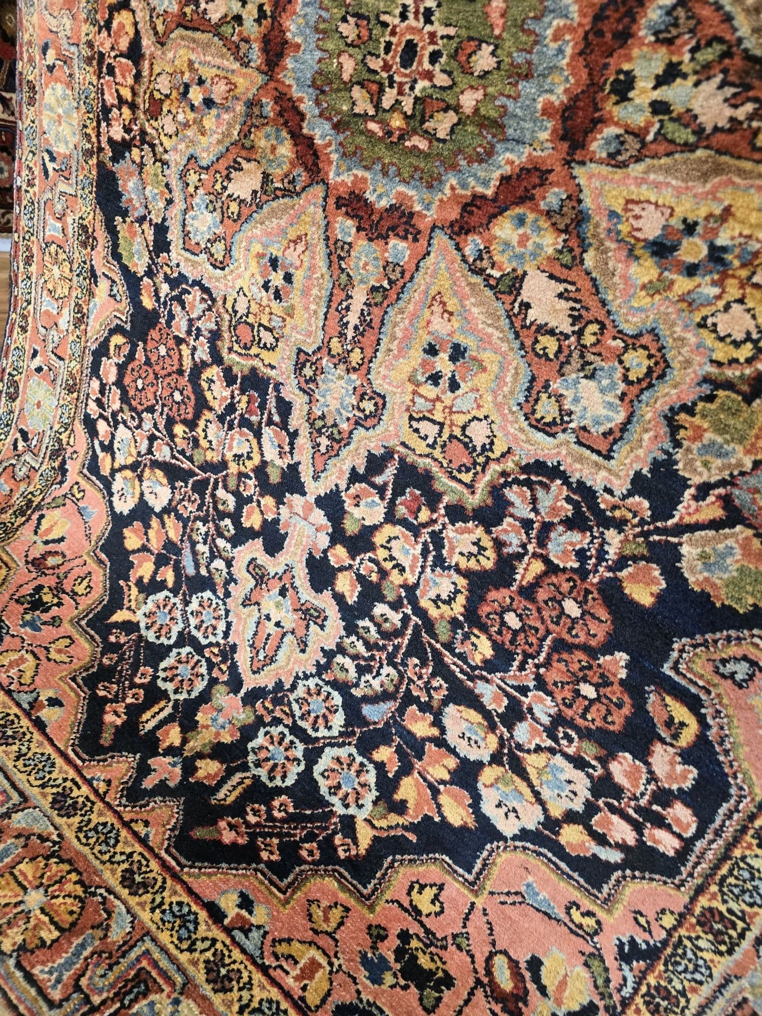 Dywan Malayer Savad-Shahr 130x205 cm, niebieski czerwony zielony biały złoty różowy, wełna, Iran, początek XX w. - 397053