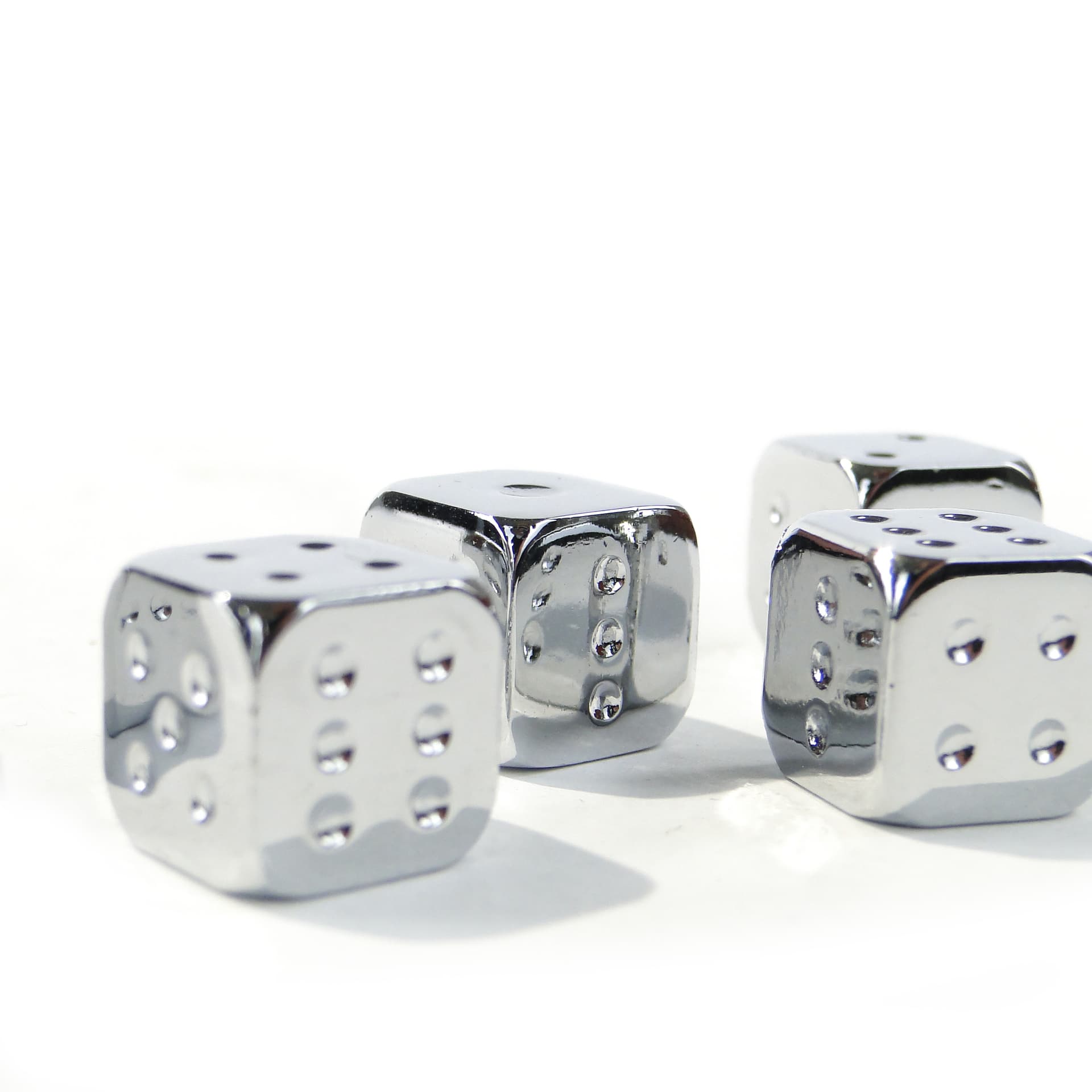 Set of Dice Art Deco, silver, chromed brass, Europe, 1920s