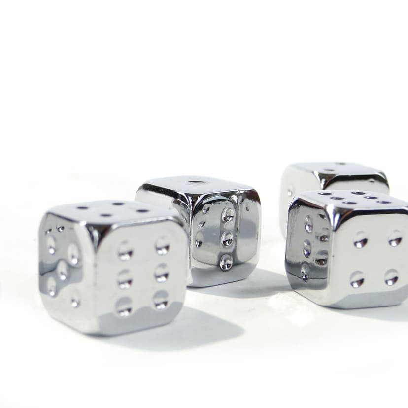 Set of Dice Art Deco, silver, chromed brass, Europe, 1920s