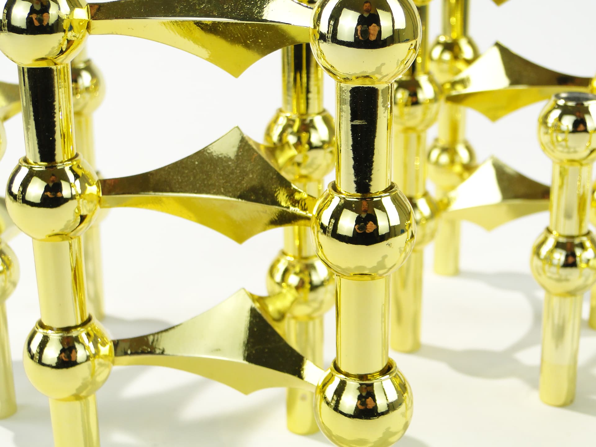 Set of 12 candle holders STOFF Nagel, gold brass, by C. Stoffi & F. Nagel, Germany, 1960s. - 397142