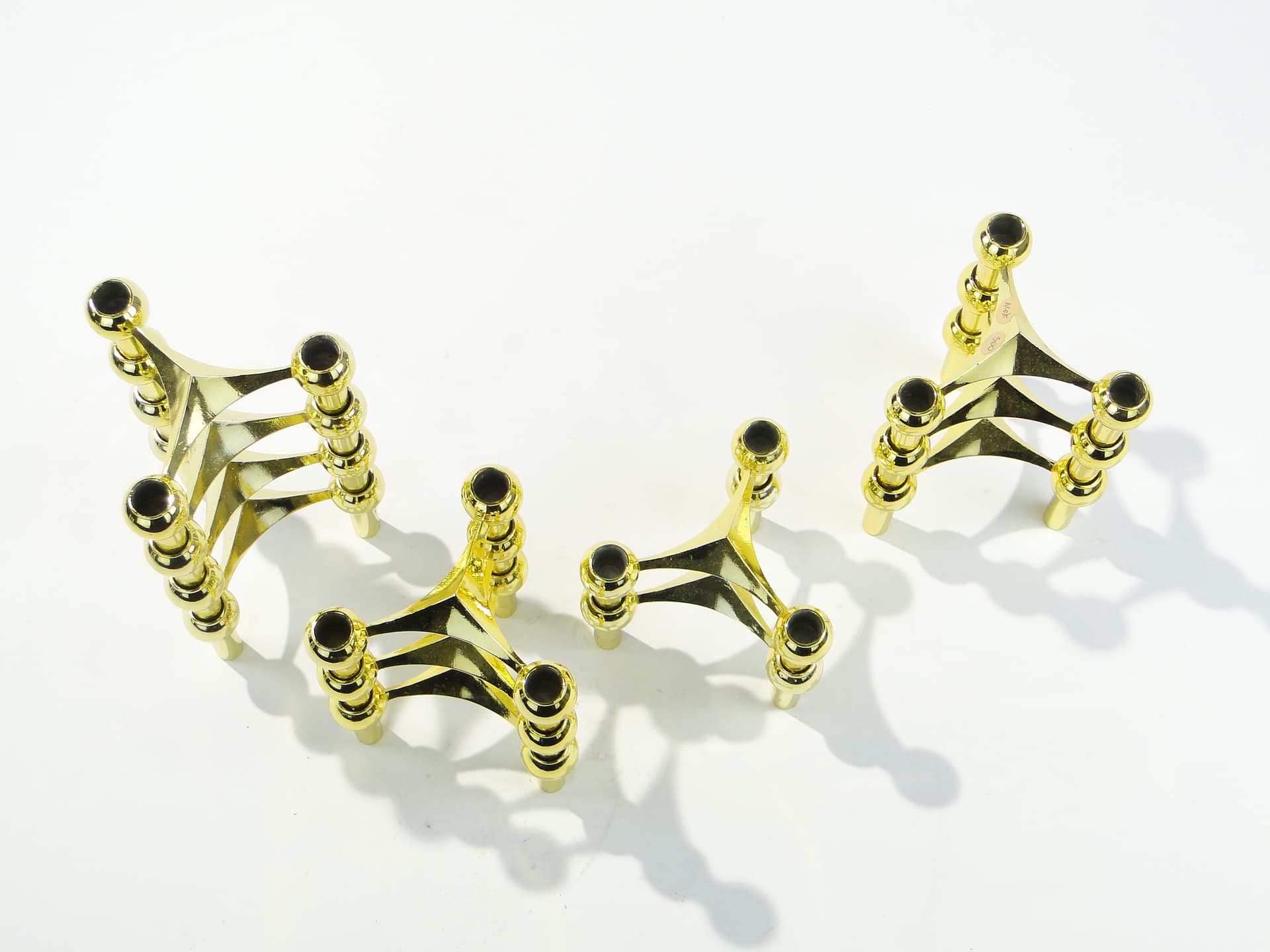 Set of 12 candle holders STOFF Nagel, gold brass, by C. Stoffi & F. Nagel, Germany, 1960s. - 397149