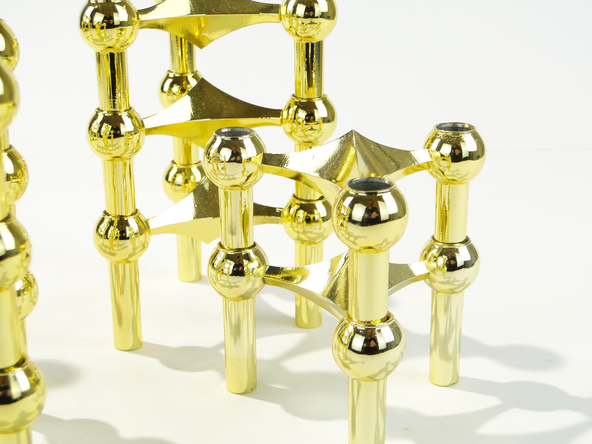 Set of 12 candle holders STOFF Nagel, gold brass, by C. Stoffi & F. Nagel, Germany, 1960s. - 397141